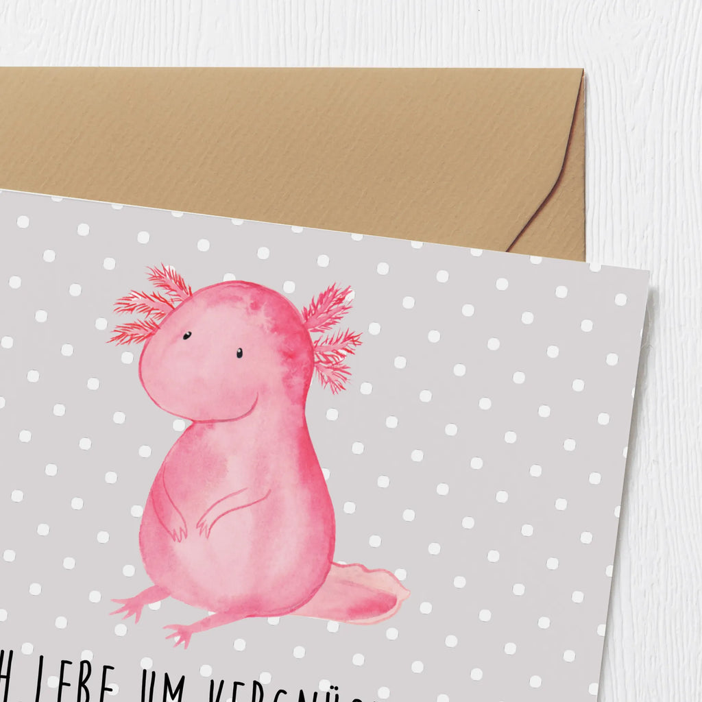 Deluxe Karte Axolotl null Karte, Grußkarte, Klappkarte, Einladungskarte, Glückwunschkarte, Hochzeitskarte, Geburtstagskarte, Hochwertige Grußkarte, Hochwertige Klappkarte, Axolotl, Molch, Axolot, vergnügt, fröhlich, zufrieden, Lebensstil, Weisheit, Lebensweisheit, Liebe, Freundin