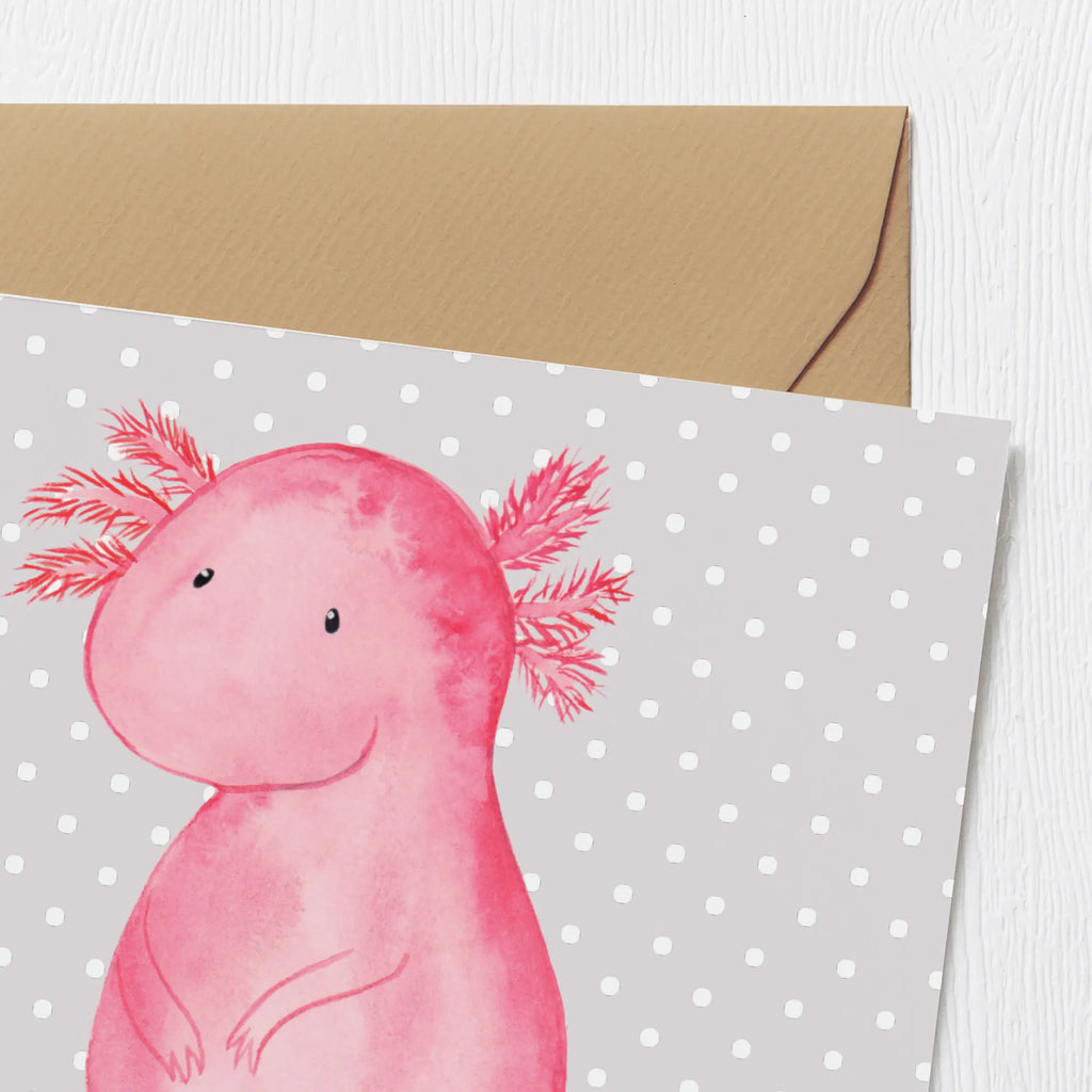 Deluxe Karte Axolotl null Karte, Grußkarte, Klappkarte, Einladungskarte, Glückwunschkarte, Hochzeitskarte, Geburtstagskarte, Hochwertige Grußkarte, Hochwertige Klappkarte, Axolotl, Molch, Axolot, vergnügt, fröhlich, zufrieden, Lebensstil, Weisheit, Lebensweisheit, Liebe, Freundin