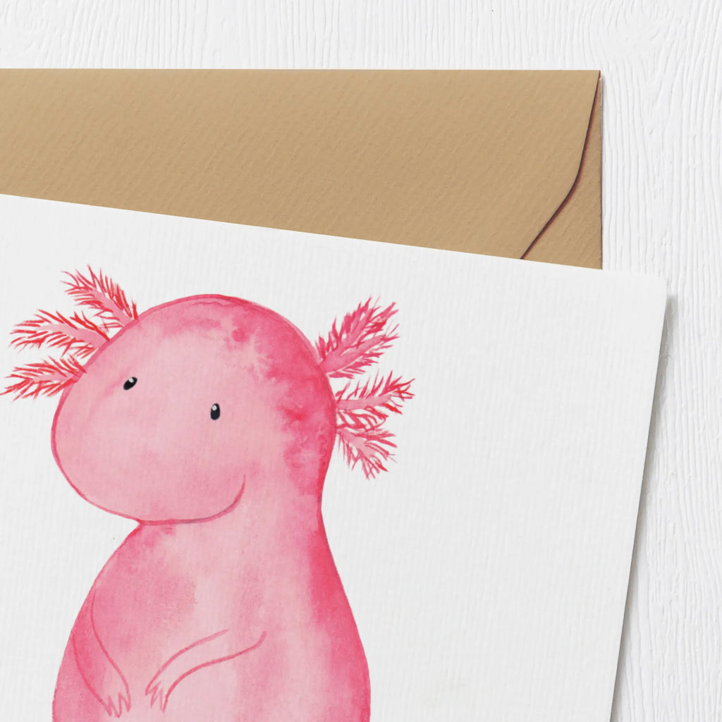 Deluxe Karte Axolotl null Karte, Grußkarte, Klappkarte, Einladungskarte, Glückwunschkarte, Hochzeitskarte, Geburtstagskarte, Hochwertige Grußkarte, Hochwertige Klappkarte, Axolotl, Molch, Axolot, vergnügt, fröhlich, zufrieden, Lebensstil, Weisheit, Lebensweisheit, Liebe, Freundin