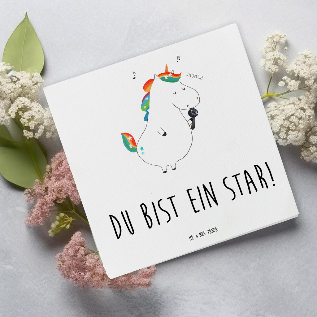 Deluxe Karte Einhorn Sänger Karte, Grußkarte, Klappkarte, Einladungskarte, Glückwunschkarte, Hochzeitskarte, Geburtstagskarte, Hochwertige Grußkarte, Hochwertige Klappkarte, Einhorn, Einhörner, Einhorn Deko, Pegasus, Unicorn, Glitzer, Konfetti, Party, Geburtstag, Feier, Fest, Disco, Sängerin, Sänger, Freundin