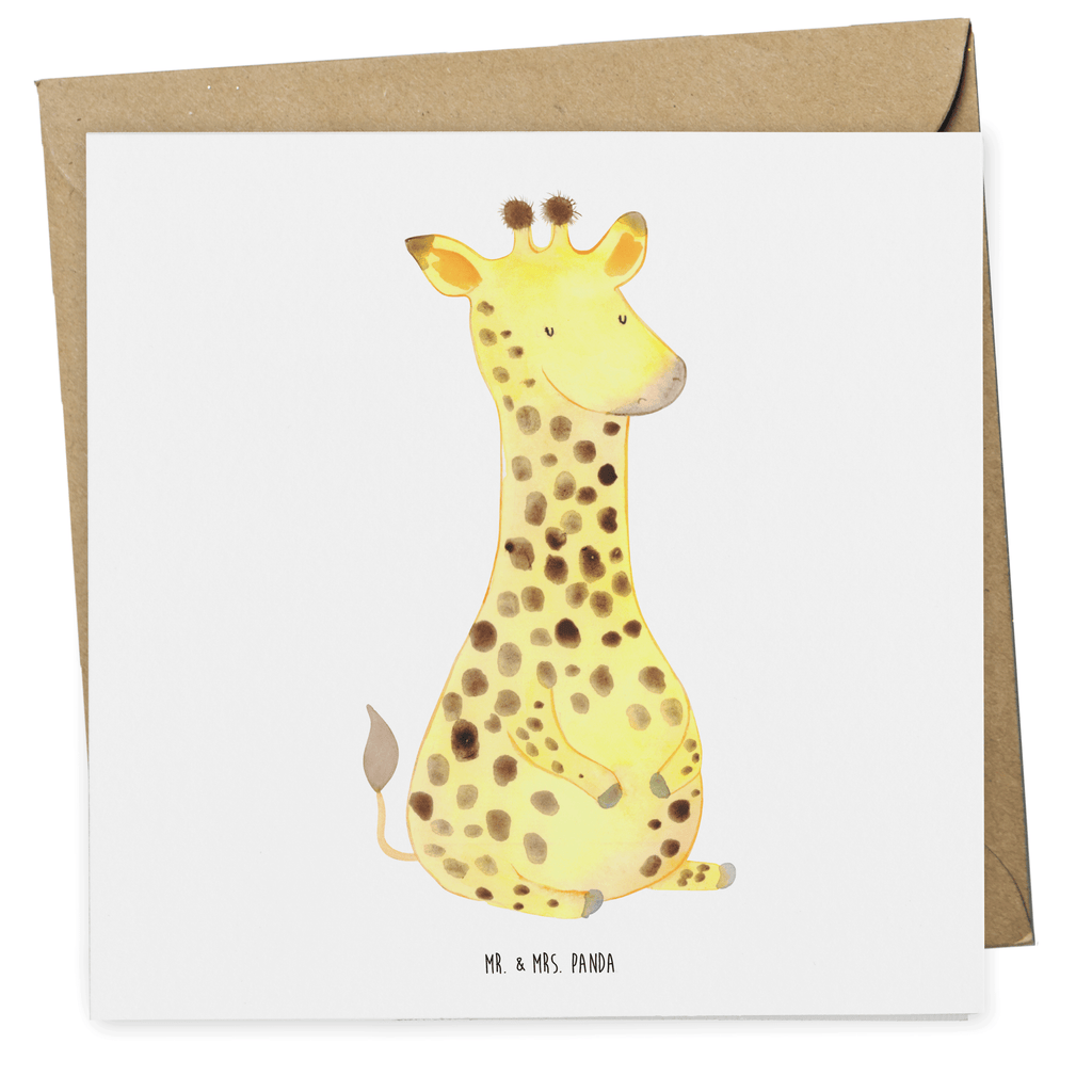 Deluxe Karte Giraffe Zufrieden Karte, Grußkarte, Klappkarte, Einladungskarte, Glückwunschkarte, Hochzeitskarte, Geburtstagskarte, Hochwertige Grußkarte, Hochwertige Klappkarte, Afrika, Wildtiere, Giraffe, Zufrieden, Glück, Abenteuer