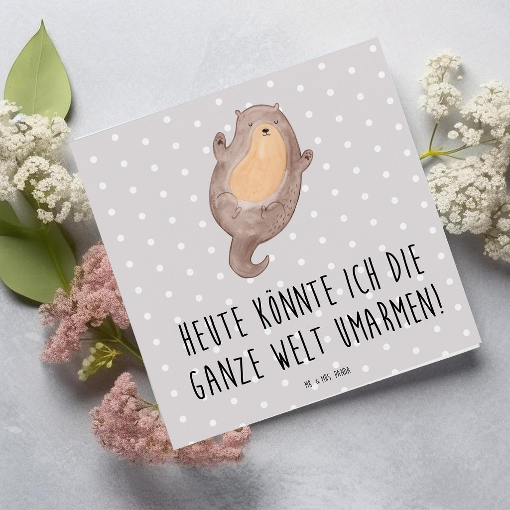 Deluxe Karte Otter Umarmen Karte, Grußkarte, Klappkarte, Einladungskarte, Glückwunschkarte, Hochzeitskarte, Geburtstagskarte, Hochwertige Grußkarte, Hochwertige Klappkarte, Otter, Fischotter, Seeotter, Otter Seeotter See Otter