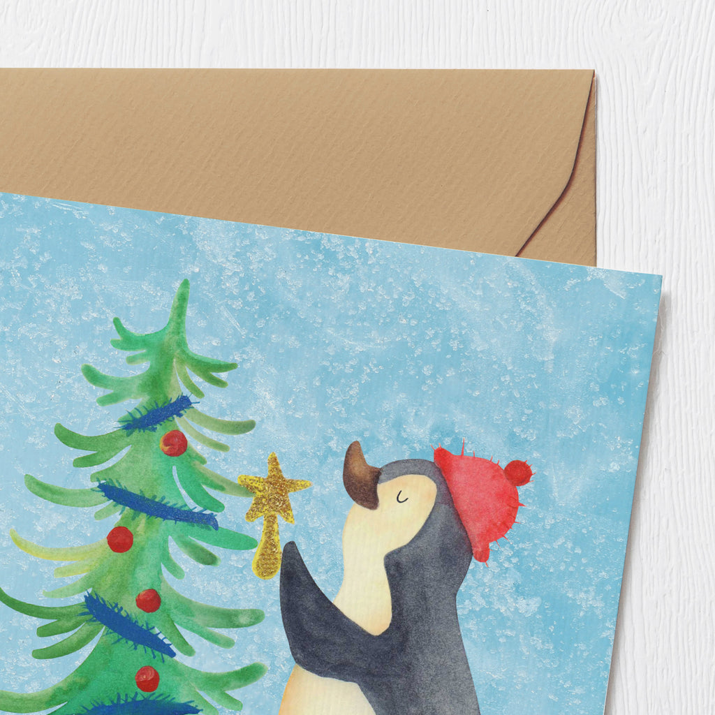 Deluxe Karte Pinguin Weihnachtsbaum Karte, Grußkarte, Klappkarte, Einladungskarte, Glückwunschkarte, Hochzeitskarte, Geburtstagskarte, Hochwertige Grußkarte, Hochwertige Klappkarte, Winter, Weihnachten, Weihnachtsdeko, Nikolaus, Advent, Heiligabend, Wintermotiv, Pinguin