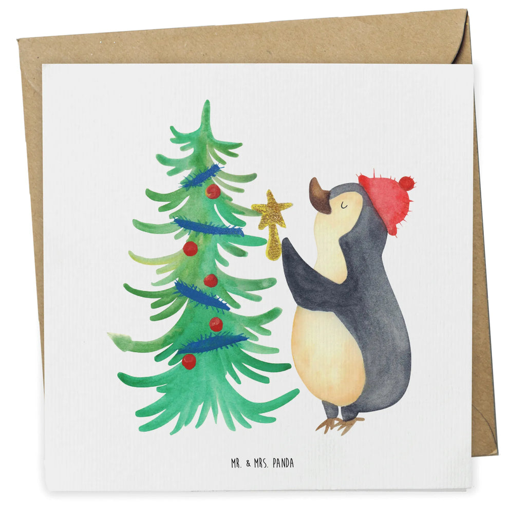 Deluxe Karte Pinguin Weihnachtsbaum Karte, Grußkarte, Klappkarte, Einladungskarte, Glückwunschkarte, Hochzeitskarte, Geburtstagskarte, Hochwertige Grußkarte, Hochwertige Klappkarte, Winter, Weihnachten, Weihnachtsdeko, Nikolaus, Advent, Heiligabend, Wintermotiv, Pinguin