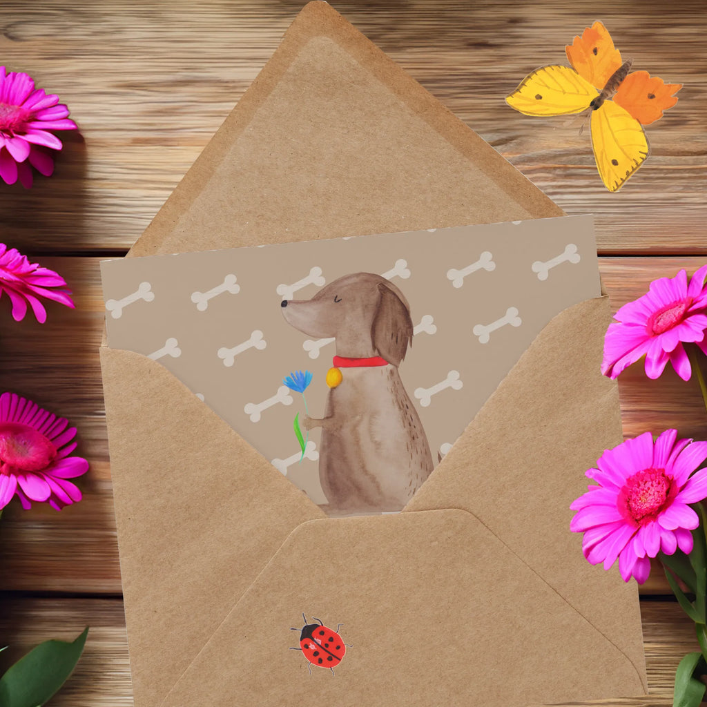 Deluxe Karte Hund Blume Karte, Grußkarte, Klappkarte, Einladungskarte, Glückwunschkarte, Hochzeitskarte, Geburtstagskarte, Hochwertige Grußkarte, Hochwertige Klappkarte, Hund, Hundemotiv, Haustier, Hunderasse, Tierliebhaber, Hundebesitzer, Sprüche, Hunde, Frauchen, Hundeliebe