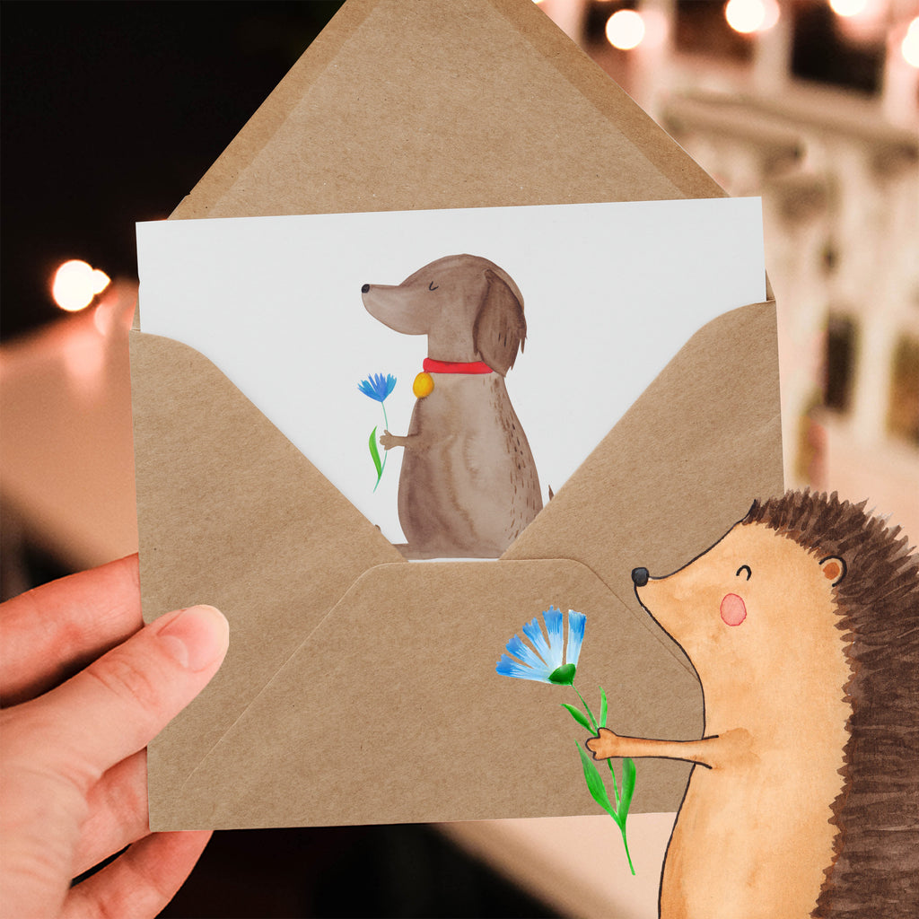Deluxe Karte Hund Blume Karte, Grußkarte, Klappkarte, Einladungskarte, Glückwunschkarte, Hochzeitskarte, Geburtstagskarte, Hochwertige Grußkarte, Hochwertige Klappkarte, Hund, Hundemotiv, Haustier, Hunderasse, Tierliebhaber, Hundebesitzer, Sprüche, Hunde, Frauchen, Hundeliebe