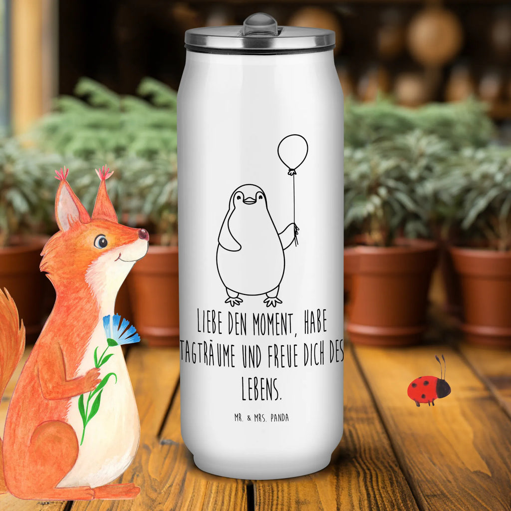 Getränkedosen Trinkflasche Pinguin Luftballon Getränkedose, Trinkflasche, Pinguin, Pinguine, Luftballon, Tagträume, Lebenslust, Geschenk Freundin, Geschenkidee, beste Freundin, Motivation, Neustart, neues Leben, Liebe, Glück