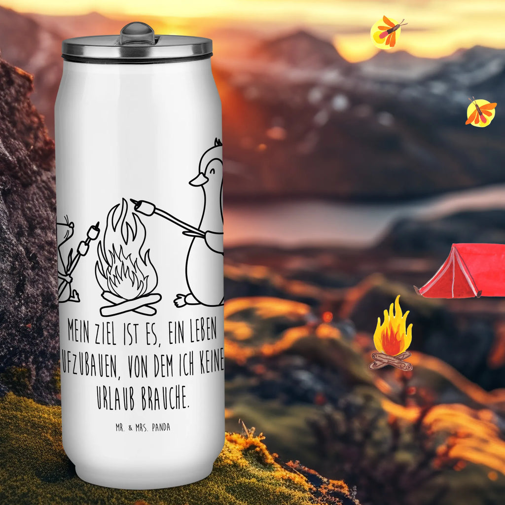 Getränkedosen Trinkflasche Pinguin Lagerfeuer Getränkedose, Trinkflasche, Pinguin, Maus, Pinguine, Lagerfeuer, Leben, Arbeit, Job, Motivation, Büro, Büroalltag, Lebensspruch, Lebensmotivation, Neustart, Liebe, grillen, Feuer, Marshmallows