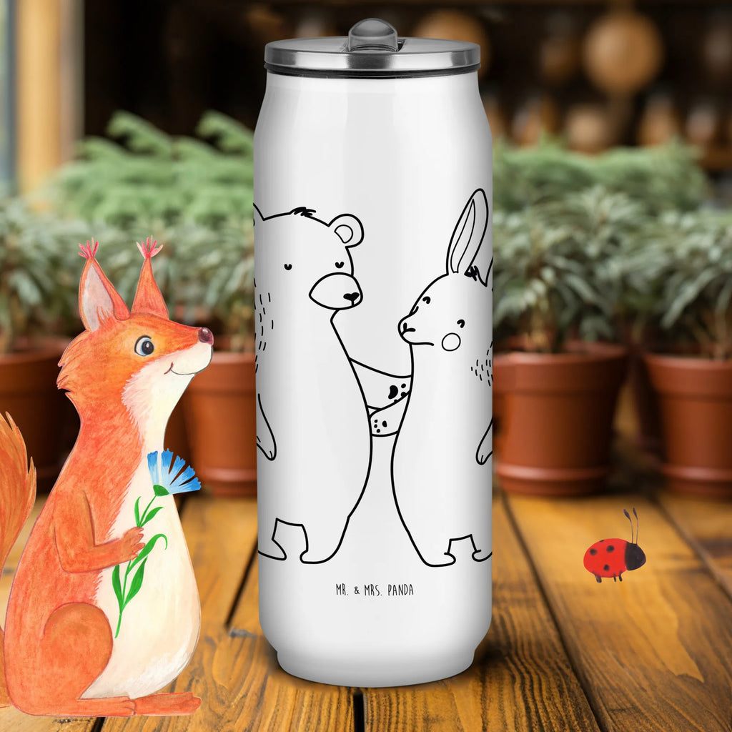 Getränkedosen Trinkflasche Bär und Hase Umarmen Getränkedose, Trinkflasche, Liebe, Partner, Freund, Freundin, Ehemann, Ehefrau, Heiraten, Verlobung, Heiratsantrag, Liebesgeschenk, Jahrestag, Hocheitstag, Freunde, bester Freund, Hase, Bär, Bärchen, best friends