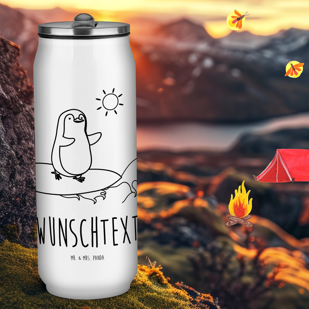 Personalisierte Getränkedosen Trinkflasche Pinguin Surfer Personalisierte Getränkedose, Personalisierte Trinkflasche, Trinkflasche mit Namen, Pinguin, Pinguine, surfen, Surfer, Hawaii, Urlaub, Wellen, Wellen reiten, Portugal