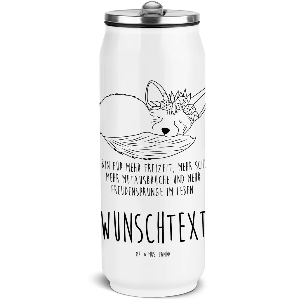 Personalisierte Getränkedosen Trinkflasche Wüstenfuchs Blumen Personalisierte Getränkedose, Personalisierte Trinkflasche, Trinkflasche mit Namen, Afrika, Wildtiere, Wüste, Wüstenfuchs, Blumen, Blumenkranz, Glücklich