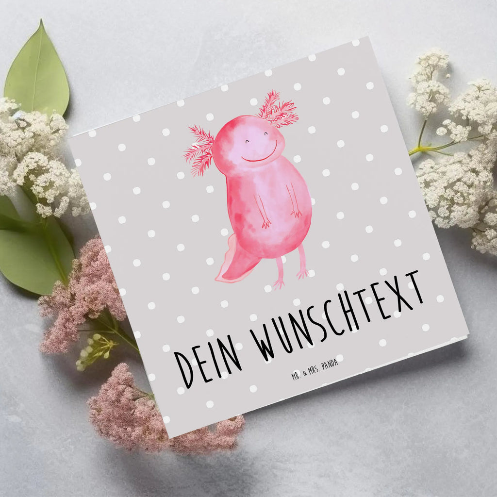 Personalisierte Deluxe Karte Axolotl Glücklich Personalisierte Grußkarte, Personalisiertere Klappkarte, Personalisierte Einladungskarte, Personalisierte Glückwunschkarte, Personalisierte Hochzeitskarte, Personalisierte Geburtstagskarte, Grußkarte mit Namen, Grußkarte selber drucken, Grußkarte selbst gestalten, Grußkarte mit persönlichen Nachrichten, Grußkarte als Geldgeschenk, Grußkarten personalisiert, Personalisierte Karte, Axolotl, Molch, Axolot, Schwanzlurch, Lurch, Lurche, Motivation, gute Laune