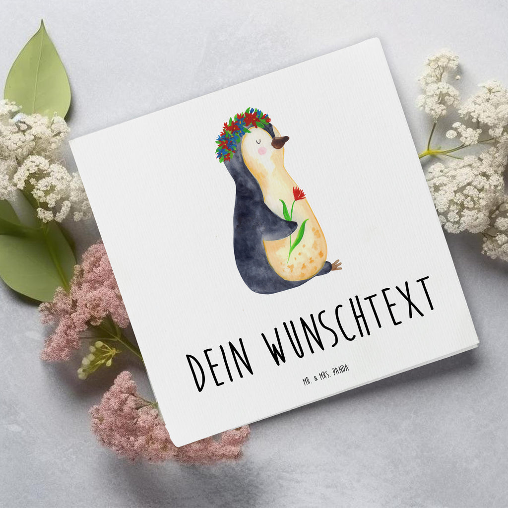 Personalisierte Deluxe Karte Pinguin Blumen Personalisierte Grußkarte, Personalisiertere Klappkarte, Personalisierte Einladungskarte, Personalisierte Glückwunschkarte, Personalisierte Hochzeitskarte, Personalisierte Geburtstagskarte, Grußkarte mit Namen, Grußkarte selber drucken, Grußkarte selbst gestalten, Grußkarte mit persönlichen Nachrichten, Grußkarte als Geldgeschenk, Grußkarten personalisiert, Personalisierte Karte, Pinguin, Pinguine, Blumenkranz, Universum, Leben, Wünsche, Ziele, Lebensziele, Motivation, Lebenslust, Liebeskummer, Geschenkidee