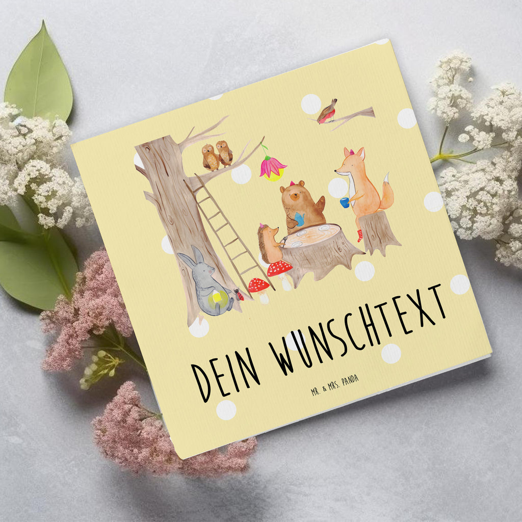 Personalisierte Deluxe Karte Waldtiere Picknick Personalisierte Grußkarte, Personalisiertere Klappkarte, Personalisierte Einladungskarte, Personalisierte Glückwunschkarte, Personalisierte Hochzeitskarte, Personalisierte Geburtstagskarte, Grußkarte mit Namen, Grußkarte selber drucken, Grußkarte selbst gestalten, Grußkarte mit persönlichen Nachrichten, Grußkarte als Geldgeschenk, Grußkarten personalisiert, Personalisierte Karte, Tiermotive, Gute Laune, lustige Sprüche, Tiere, Waldtiere, Picknick, Wald, Fuchs, Hase, Igel, Maus, Eichhörnchen