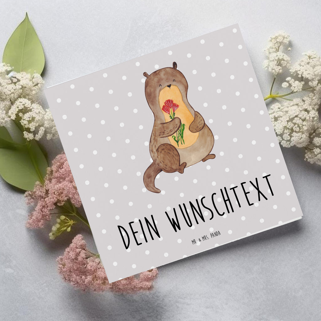 Personalisierte Deluxe Karte Otter Blumenstrauß Personalisierte Grußkarte, Personalisiertere Klappkarte, Personalisierte Einladungskarte, Personalisierte Glückwunschkarte, Personalisierte Hochzeitskarte, Personalisierte Geburtstagskarte, Grußkarte mit Namen, Grußkarte selber drucken, Grußkarte selbst gestalten, Grußkarte mit persönlichen Nachrichten, Grußkarte als Geldgeschenk, Grußkarten personalisiert, Personalisierte Karte, Otter, Fischotter, Seeotter, Otter Seeotter See Otter