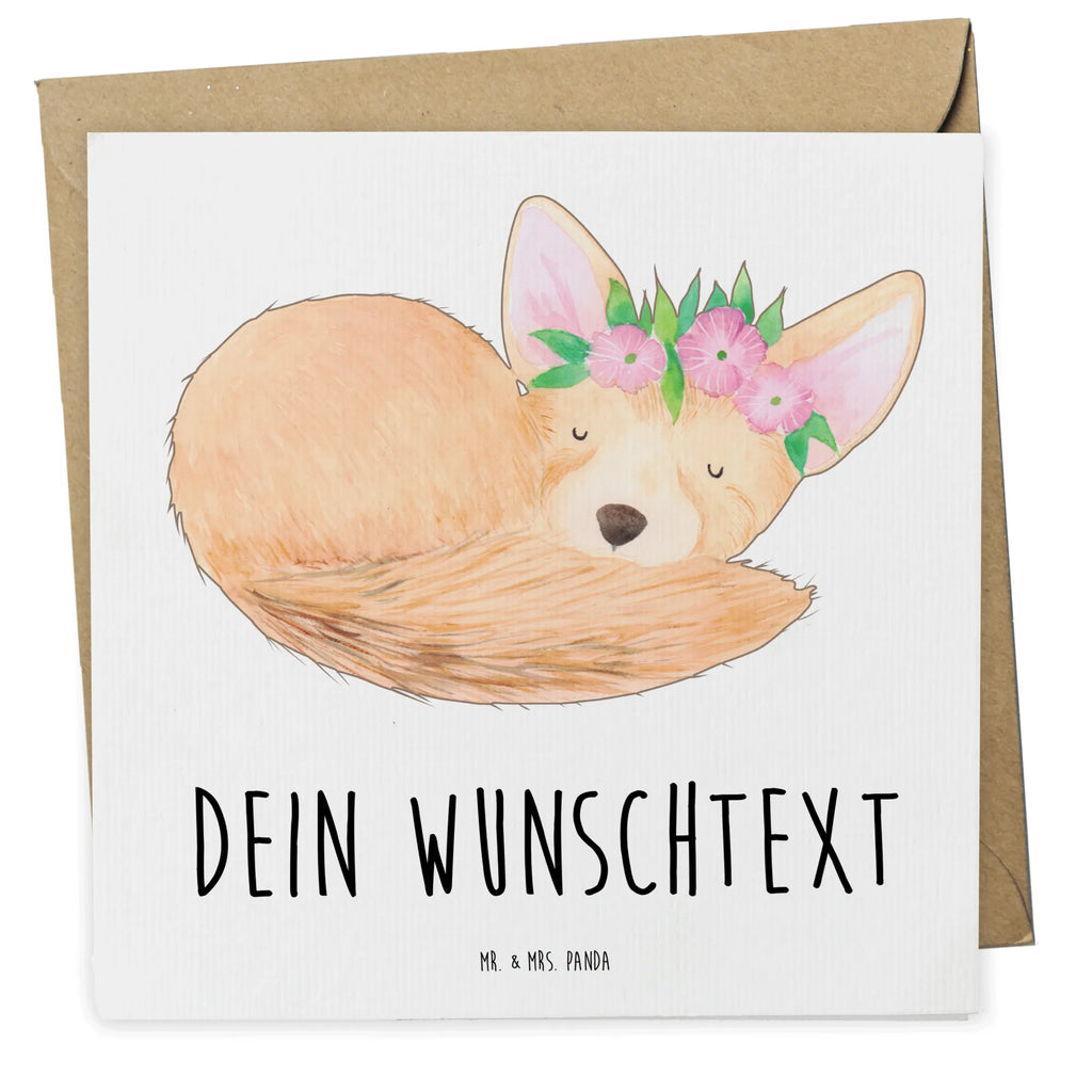 Personalisierte Deluxe Karte Wüstenfuchs Blumen Personalisierte Grußkarte, Personalisiertere Klappkarte, Personalisierte Einladungskarte, Personalisierte Glückwunschkarte, Personalisierte Hochzeitskarte, Personalisierte Geburtstagskarte, Grußkarte mit Namen, Grußkarte selber drucken, Grußkarte selbst gestalten, Grußkarte mit persönlichen Nachrichten, Grußkarte als Geldgeschenk, Grußkarten personalisiert, Personalisierte Karte, Afrika, Wildtiere, Wüste, Wüstenfuchs, Blumen, Blumenkranz, Glücklich