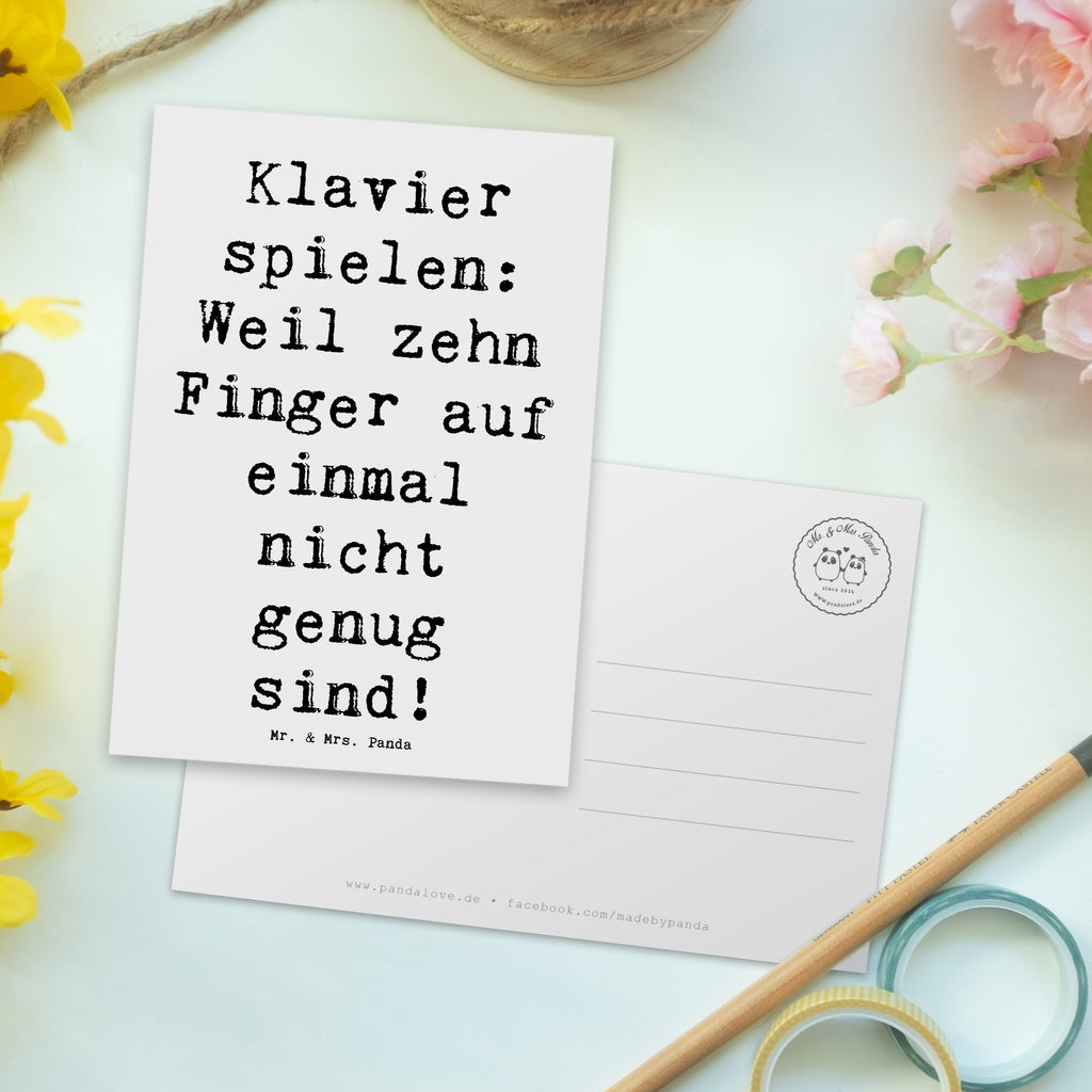 Postkarte Klavier spielen: Weil zehn Finger auf einmal nicht genug sind! Postkarte, Karte, Geschenkkarte, Grußkarte, Einladung, Ansichtskarte, Geburtstagskarte, Einladungskarte, Dankeskarte, Ansichtskarten, Einladung Geburtstag, Einladungskarten Geburtstag, Instrumente, Geschenke Musiker, Musikliebhaber