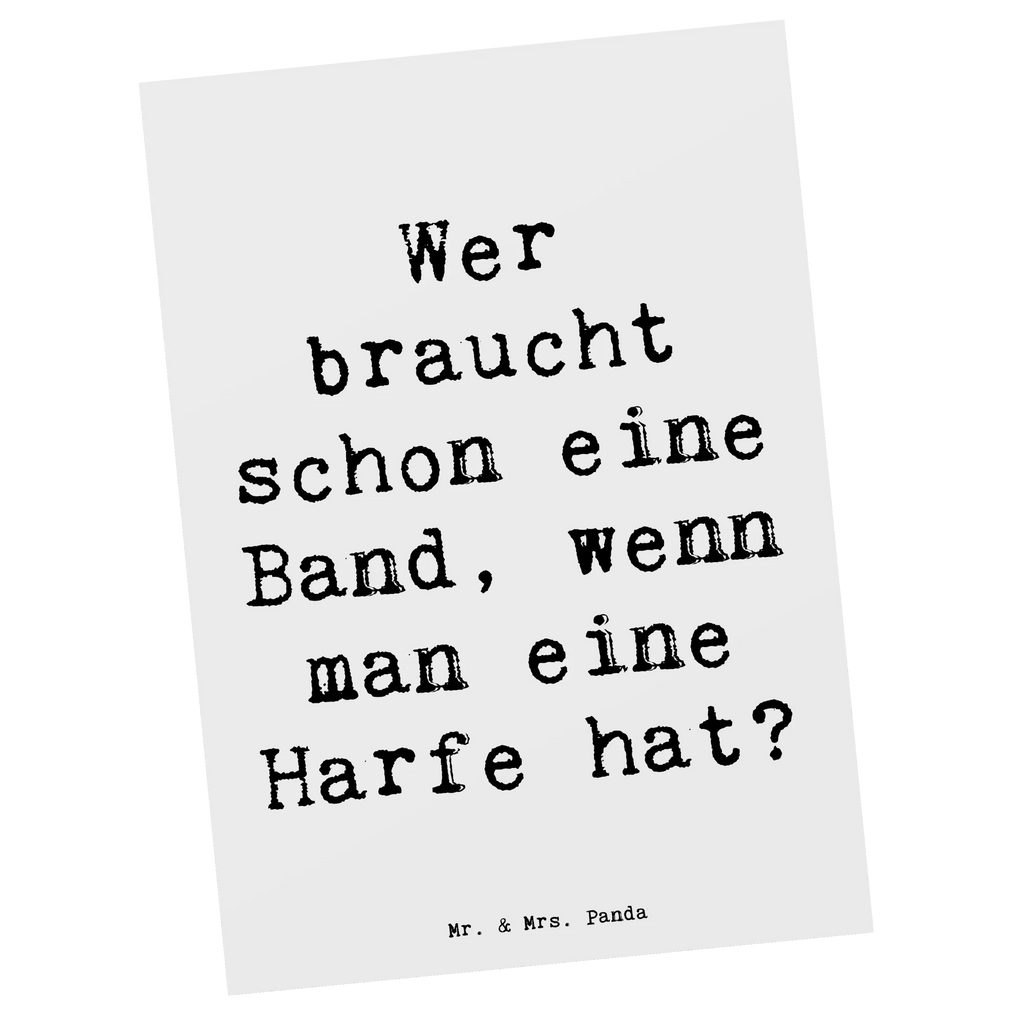 Postkarte Spruch Wer braucht schon eine Band, wenn man eine Harfe hat? Postkarte, Karte, Geschenkkarte, Grußkarte, Einladung, Ansichtskarte, Geburtstagskarte, Einladungskarte, Dankeskarte, Ansichtskarten, Einladung Geburtstag, Einladungskarten Geburtstag, Instrumente, Geschenke Musiker, Musikliebhaber