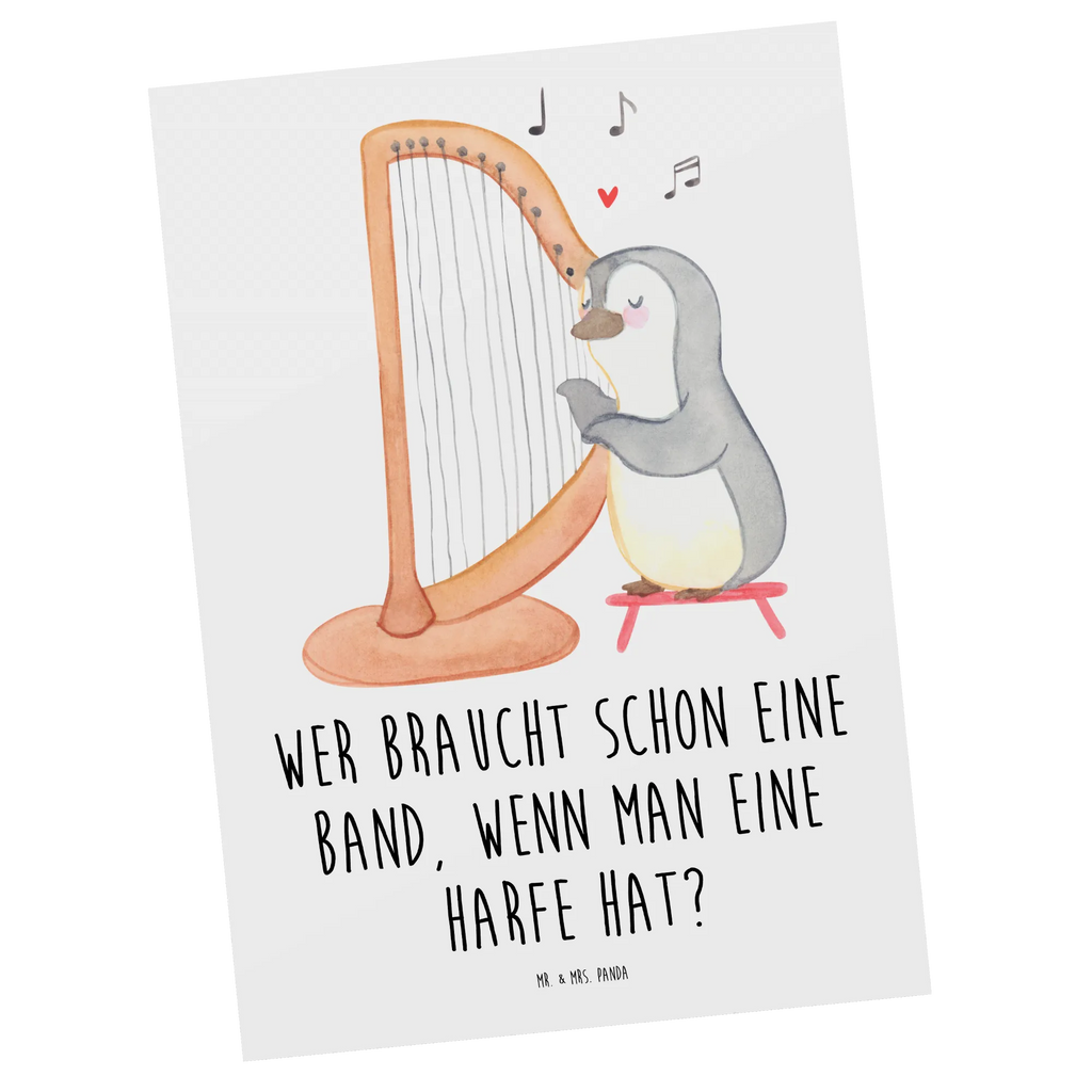 Postkarte Wer braucht schon eine Band, wenn man eine Harfe hat? Postkarte, Karte, Geschenkkarte, Grußkarte, Einladung, Ansichtskarte, Geburtstagskarte, Einladungskarte, Dankeskarte, Ansichtskarten, Einladung Geburtstag, Einladungskarten Geburtstag, Instrumente, Geschenke Musiker, Musikliebhaber