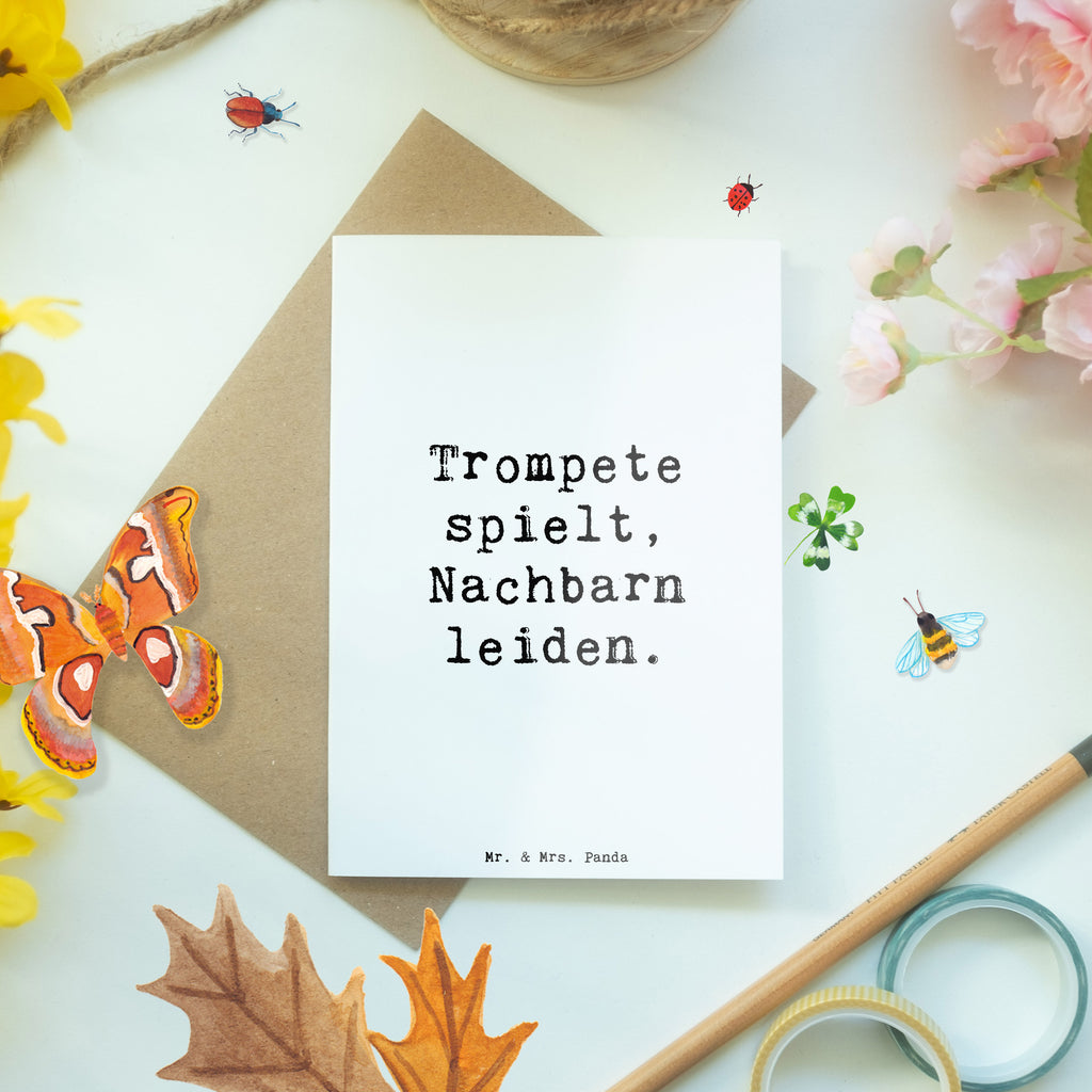 Grußkarte Spruch Trompete Freude Grußkarte, Klappkarte, Einladungskarte, Glückwunschkarte, Hochzeitskarte, Geburtstagskarte, Karte, Ansichtskarten, Instrumente, Geschenke Musiker, Musikliebhaber