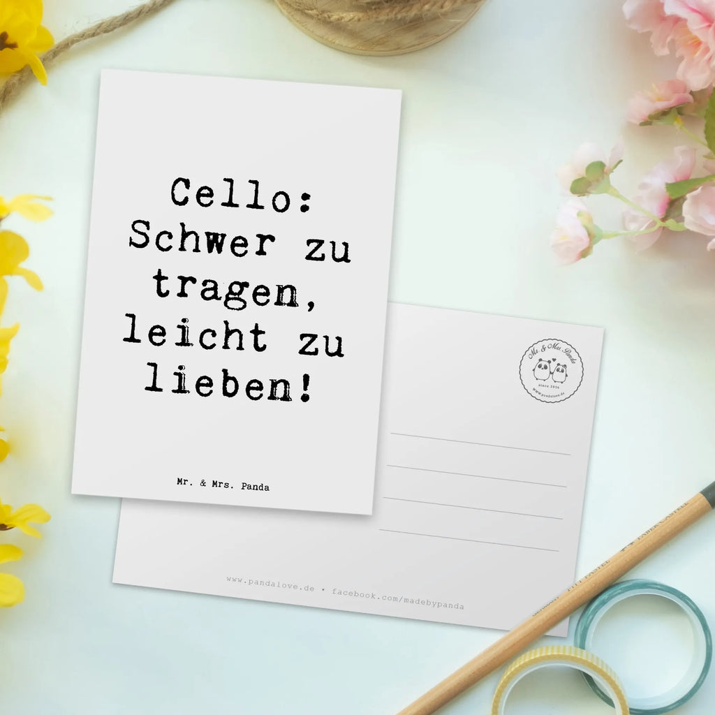 Postkarte Cello: Schwer zu tragen, leicht zu lieben! Postkarte, Karte, Geschenkkarte, Grußkarte, Einladung, Ansichtskarte, Geburtstagskarte, Einladungskarte, Dankeskarte, Ansichtskarten, Einladung Geburtstag, Einladungskarten Geburtstag, Instrumente, Geschenke Musiker, Musikliebhaber