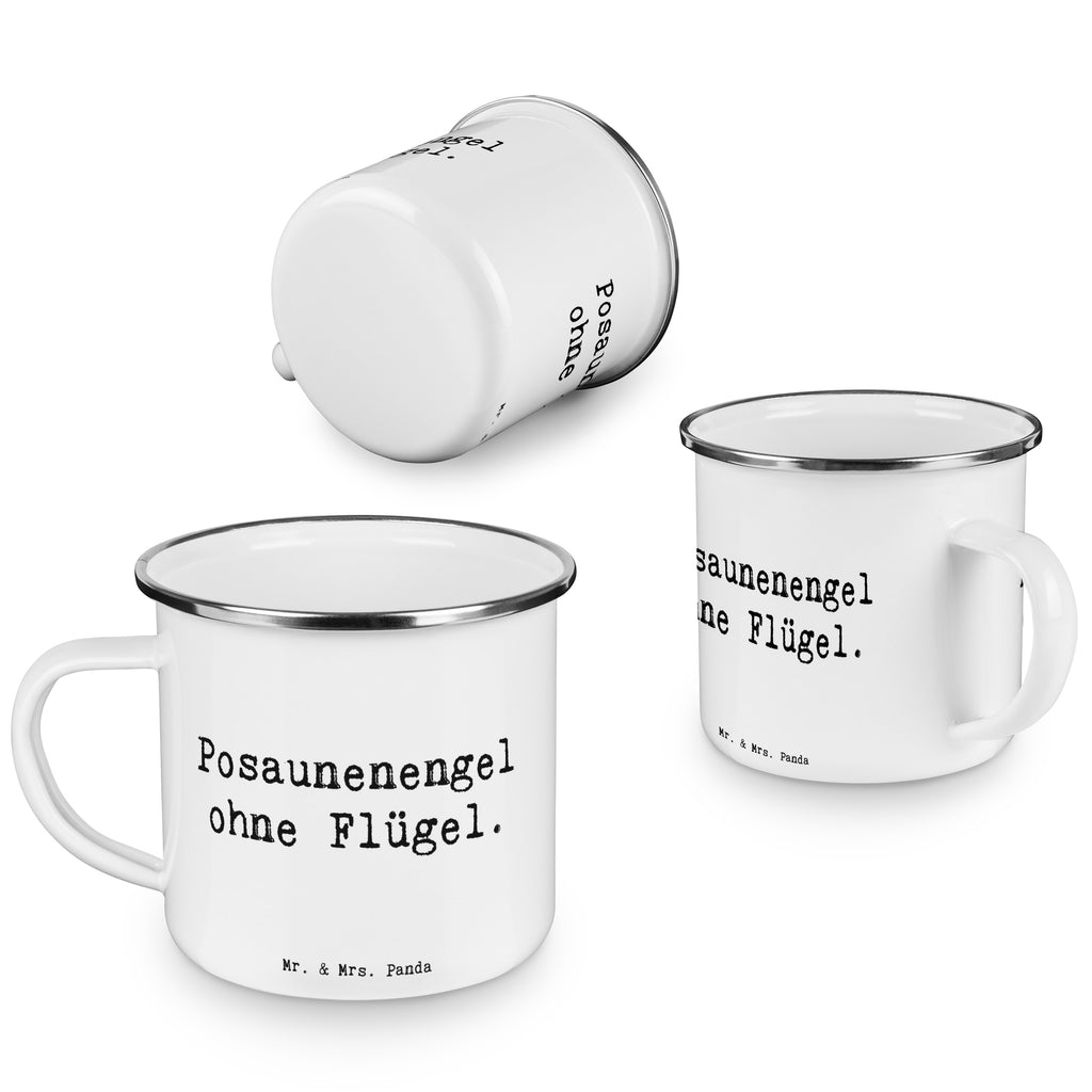 Camping Emaille Tasse Posaunenengel ohne Flügel. Campingtasse, Trinkbecher, Metalltasse, Outdoor Tasse, Emaille Trinkbecher, Blechtasse Outdoor, Emaille Campingbecher, Edelstahl Trinkbecher, Metalltasse für Camping, Kaffee Blechtasse, Camping Tasse Metall, Instrumente, Geschenke Musiker, Musikliebhaber