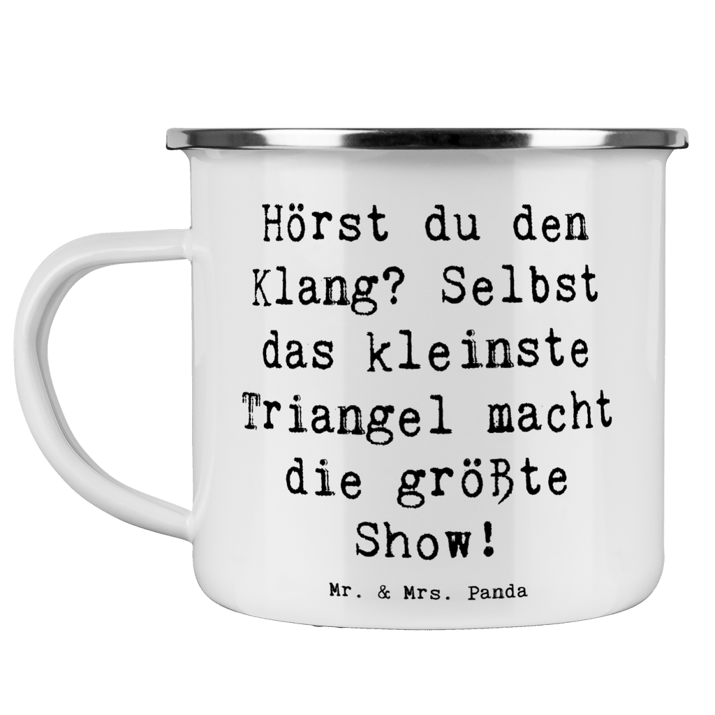 Camping Emaille Tasse Hörst du den Klang? Selbst das kleinste Triangel macht die größte Show! Campingtasse, Trinkbecher, Metalltasse, Outdoor Tasse, Emaille Trinkbecher, Blechtasse Outdoor, Emaille Campingbecher, Edelstahl Trinkbecher, Metalltasse für Camping, Kaffee Blechtasse, Camping Tasse Metall, Instrumente, Geschenke Musiker, Musikliebhaber