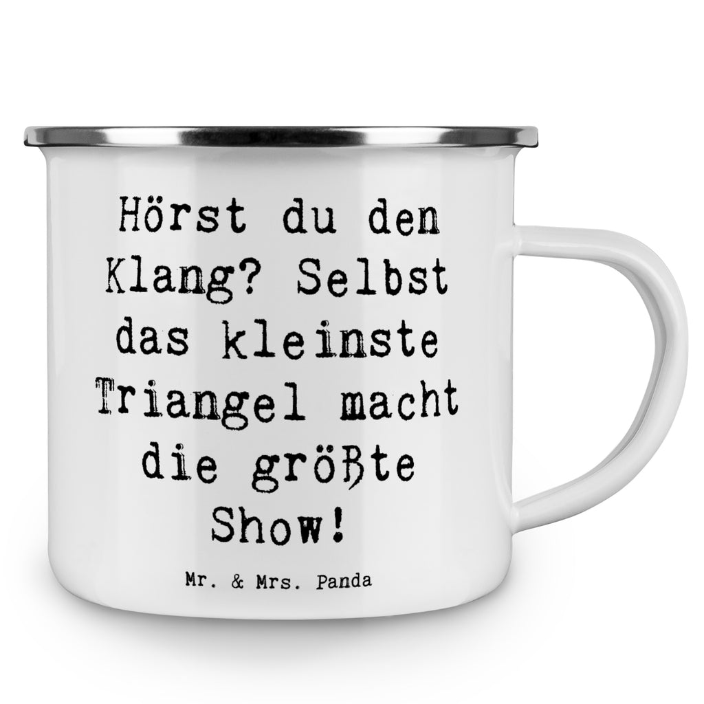 Camping Emaille Tasse Hörst du den Klang? Selbst das kleinste Triangel macht die größte Show! Campingtasse, Trinkbecher, Metalltasse, Outdoor Tasse, Emaille Trinkbecher, Blechtasse Outdoor, Emaille Campingbecher, Edelstahl Trinkbecher, Metalltasse für Camping, Kaffee Blechtasse, Camping Tasse Metall, Instrumente, Geschenke Musiker, Musikliebhaber