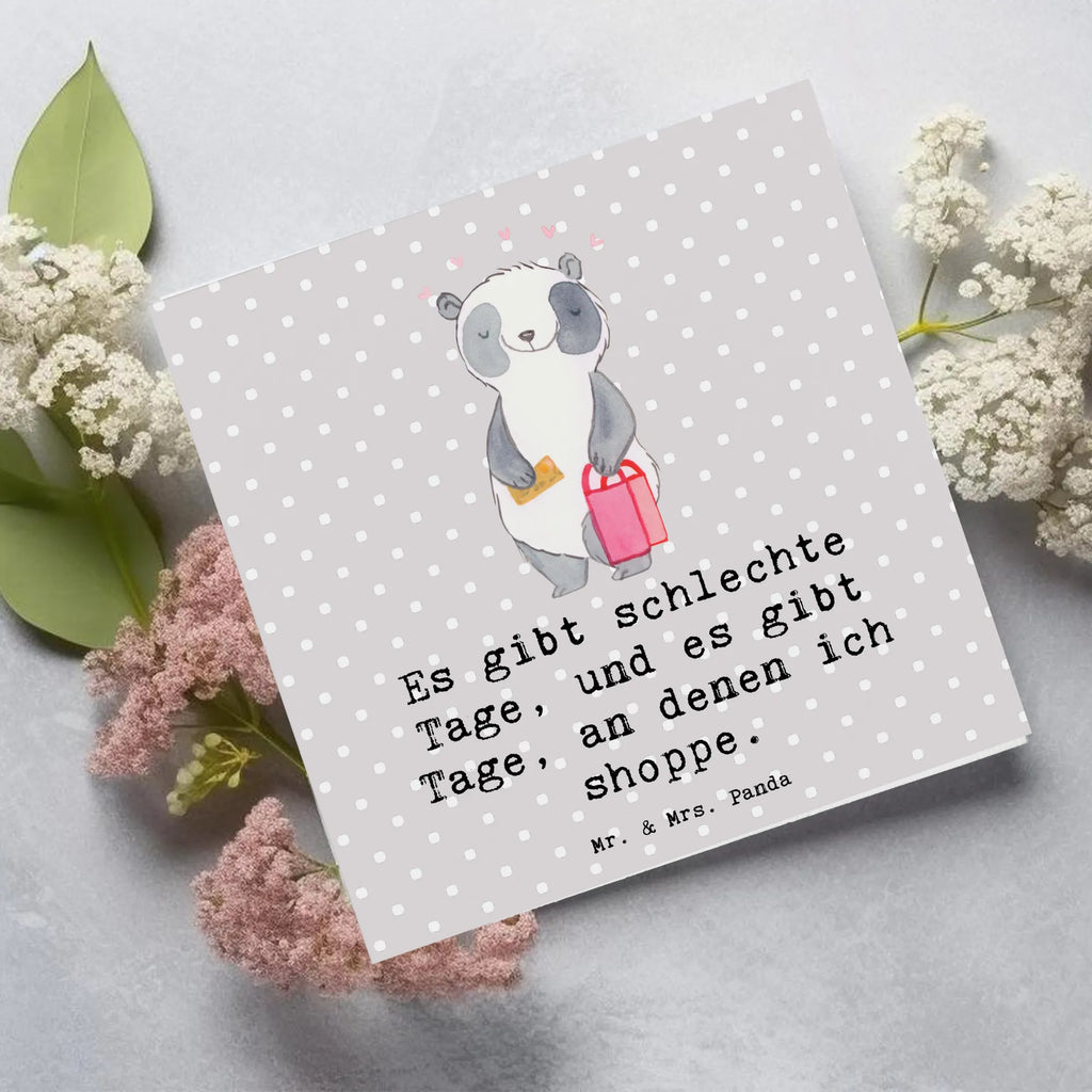 Deluxe Karte Panda Shopping Karte, Grußkarte, Klappkarte, Einladungskarte, Glückwunschkarte, Hochzeitskarte, Geburtstagskarte, Hochwertige Grußkarte, Hochwertige Klappkarte, Geschenk, Sport, Sportart, Hobby, Schenken, Danke, Dankeschön, Auszeichnung, Gewinn, Sportler, Shopping, shoppen, einkaufen