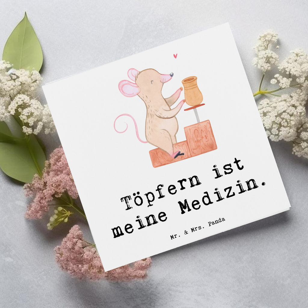 Deluxe Karte Maus Töpfern Karte, Grußkarte, Klappkarte, Einladungskarte, Glückwunschkarte, Hochzeitskarte, Geburtstagskarte, Hochwertige Grußkarte, Hochwertige Klappkarte, Geschenk, Sport, Sportart, Hobby, Schenken, Danke, Dankeschön, Auszeichnung, Gewinn, Sportler, Töpfern, Töpferei, Töpferkurs