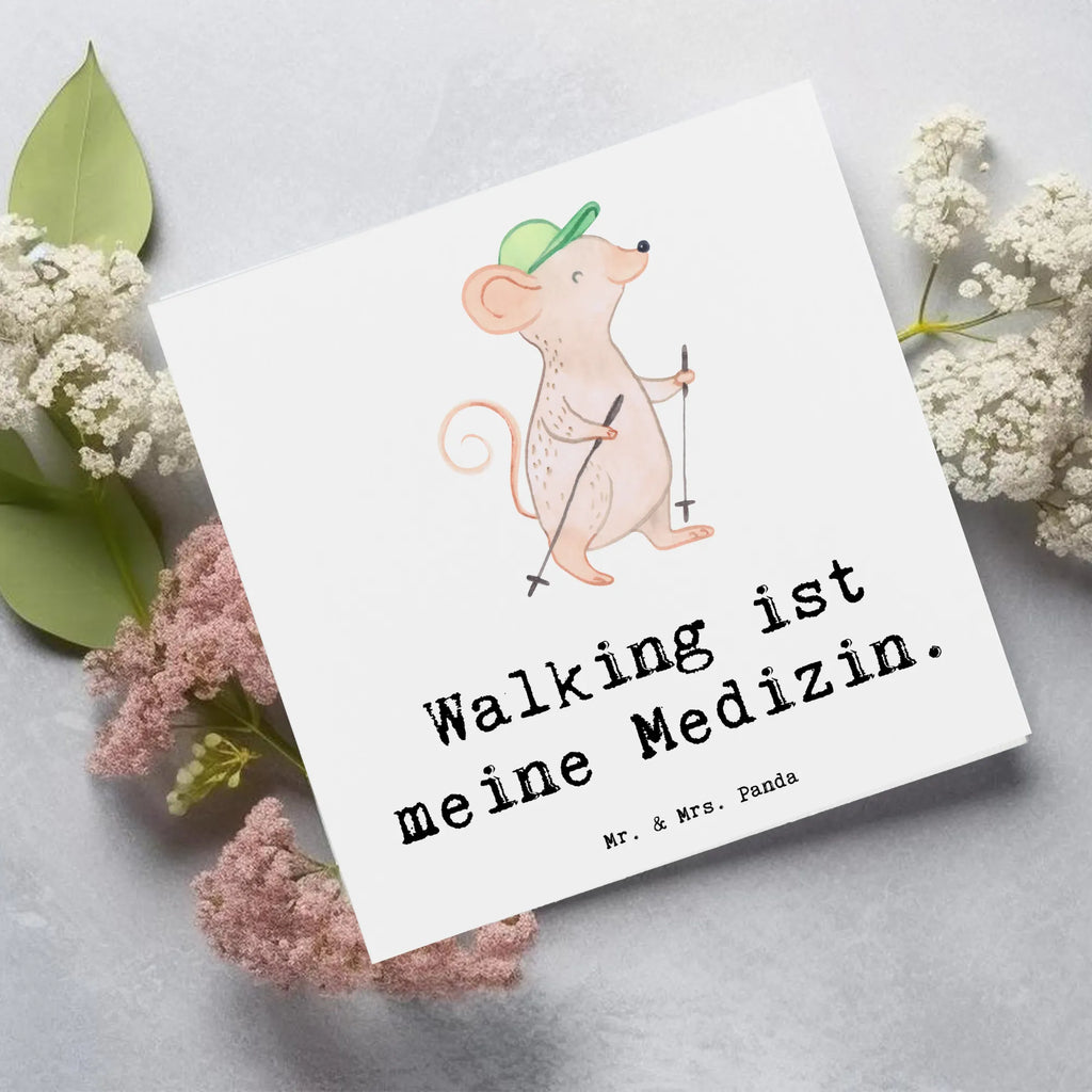 Deluxe Karte Maus Walking Karte, Grußkarte, Klappkarte, Einladungskarte, Glückwunschkarte, Hochzeitskarte, Geburtstagskarte, Hochwertige Grußkarte, Hochwertige Klappkarte, Geschenk, Sport, Sportart, Hobby, Schenken, Danke, Dankeschön, Auszeichnung, Gewinn, Sportler, Walking, Walken, schnelles Gehen, Spazieren gehen