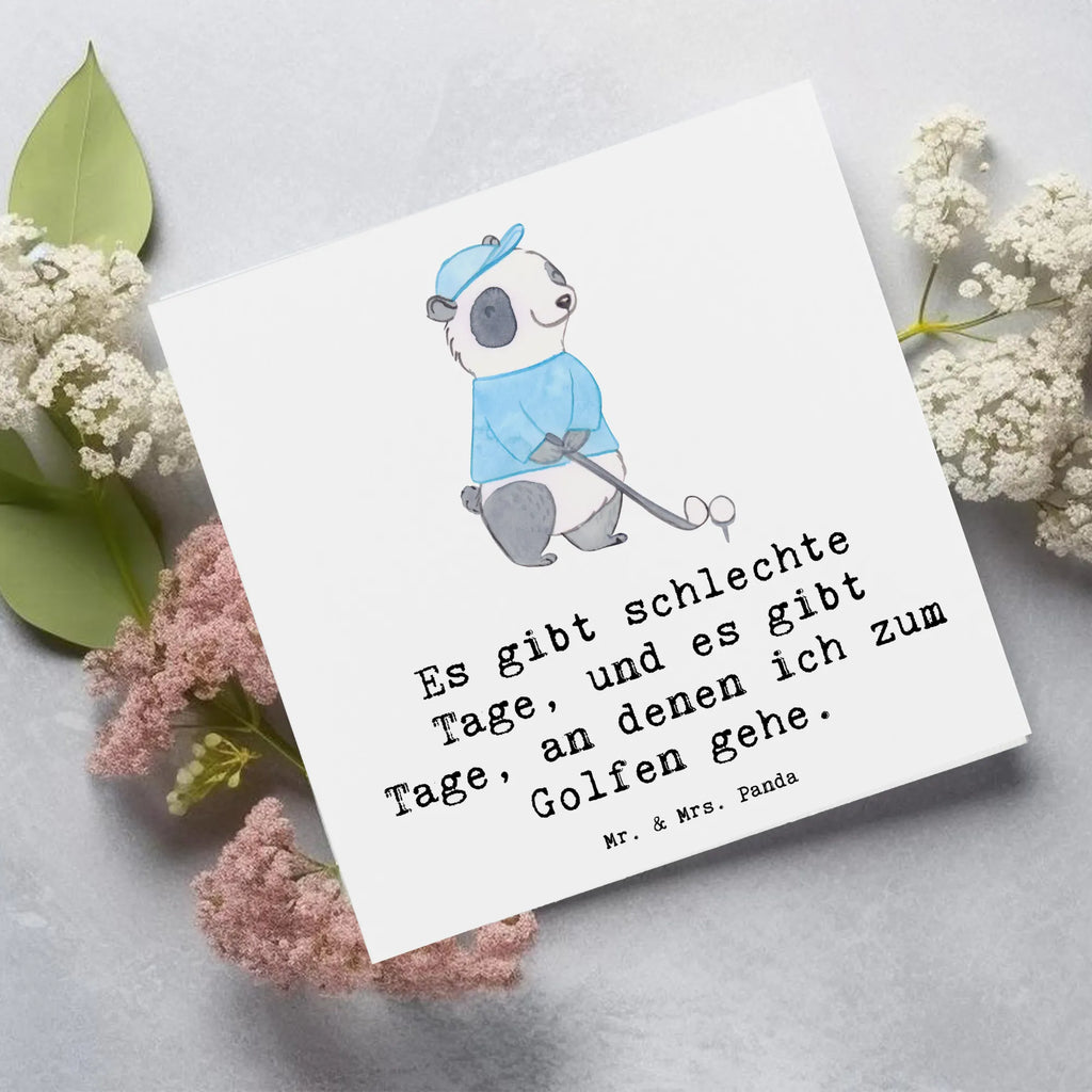 Deluxe Karte Panda Golfen Karte, Grußkarte, Klappkarte, Einladungskarte, Glückwunschkarte, Hochzeitskarte, Geburtstagskarte, Hochwertige Grußkarte, Hochwertige Klappkarte, Geschenk, Sport, Sportart, Hobby, Schenken, Danke, Dankeschön, Auszeichnung, Gewinn, Sportler, Golfen, Golf spielen, Golfplatz, Golfturnier, Golf Verein