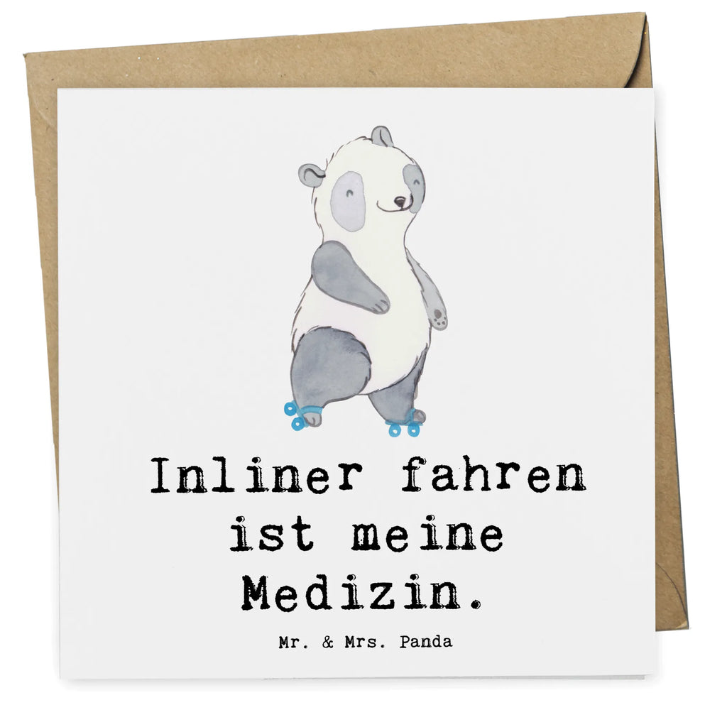 Deluxe Karte Panda Inliner fahren Karte, Grußkarte, Klappkarte, Einladungskarte, Glückwunschkarte, Hochzeitskarte, Geburtstagskarte, Hochwertige Grußkarte, Hochwertige Klappkarte, Geschenk, Sport, Sportart, Hobby, Schenken, Danke, Dankeschön, Auszeichnung, Gewinn, Sportler, Inliner fahren, Rollschuh fahren, Rollerblades, inlinern