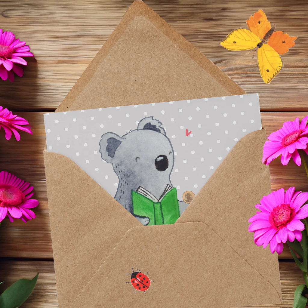 Deluxe Karte Koala Münzen sammeln Karte, Grußkarte, Klappkarte, Einladungskarte, Glückwunschkarte, Hochzeitskarte, Geburtstagskarte, Hochwertige Grußkarte, Hochwertige Klappkarte, Geschenk, Sport, Sportart, Hobby, Schenken, Danke, Dankeschön, Auszeichnung, Gewinn, Sportler, Münzen sammeln, Numismatik, Münzen aus aller Welt