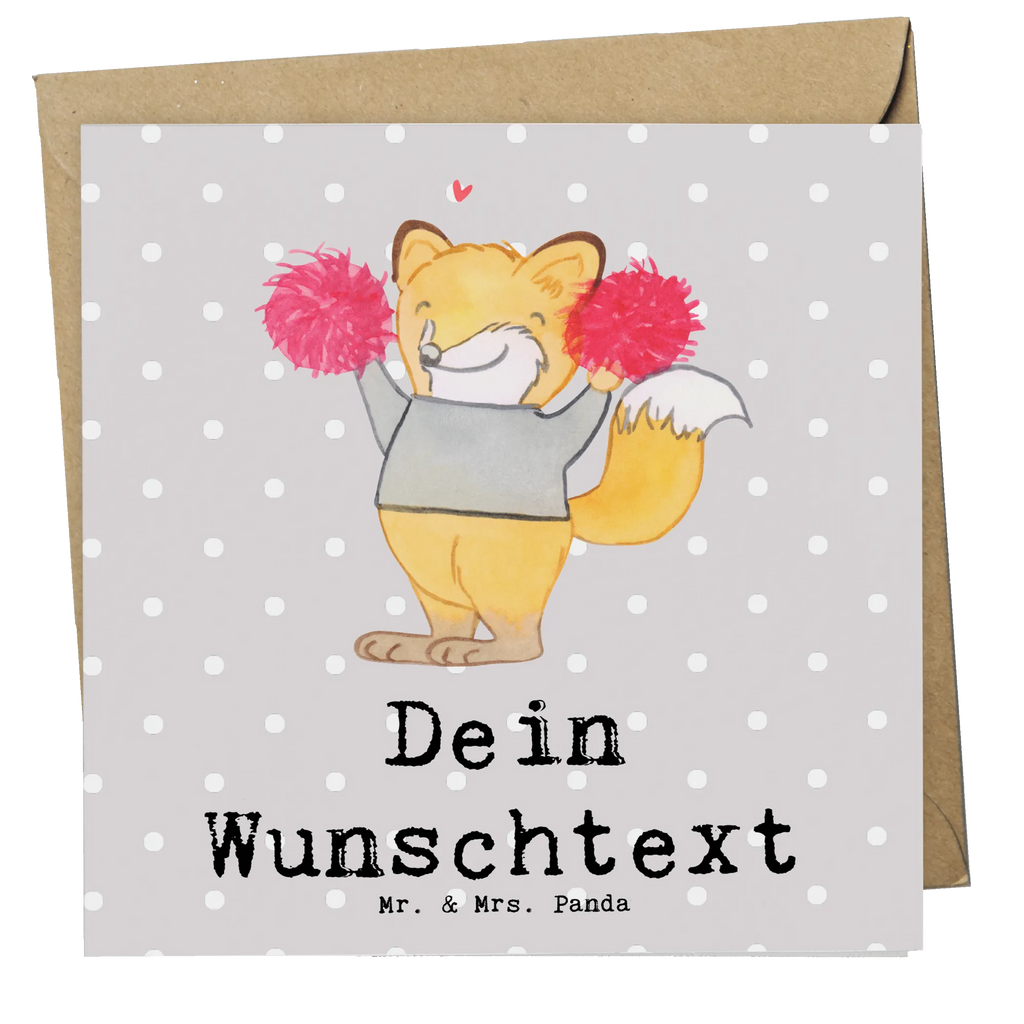 Personalisierte Deluxe Karte Fuchs Cheerleader Personalisierte Grußkarte, Personalisiertere Klappkarte, Personalisierte Einladungskarte, Personalisierte Glückwunschkarte, Personalisierte Hochzeitskarte, Personalisierte Geburtstagskarte, Grußkarte mit Namen, Grußkarte selber drucken, Grußkarte selbst gestalten, Grußkarte mit persönlichen Nachrichten, Grußkarte als Geldgeschenk, Grußkarten personalisiert, Personalisierte Karte, Geschenk, Sport, Sportart, Hobby, Schenken, Danke, Dankeschön, Auszeichnung, Gewinn, Sportler, Cheerleader, Cheerleading, Turnen, Turn Club, Turniere