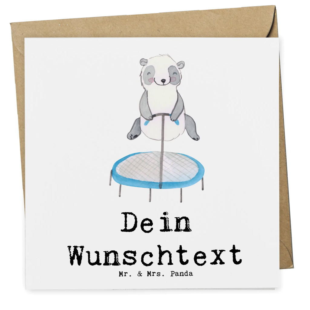 Personalisierte Deluxe Karte Panda Trampolin springen Personalisierte Grußkarte, Personalisiertere Klappkarte, Personalisierte Einladungskarte, Personalisierte Glückwunschkarte, Personalisierte Hochzeitskarte, Personalisierte Geburtstagskarte, Grußkarte mit Namen, Grußkarte selber drucken, Grußkarte selbst gestalten, Grußkarte mit persönlichen Nachrichten, Grußkarte als Geldgeschenk, Grußkarten personalisiert, Personalisierte Karte, Geschenk, Sport, Sportart, Hobby, Schenken, Danke, Dankeschön, Auszeichnung, Gewinn, Sportler, Trampolin springen, Trampolin Springen, Trampolin Turnen, Fitnessstudio