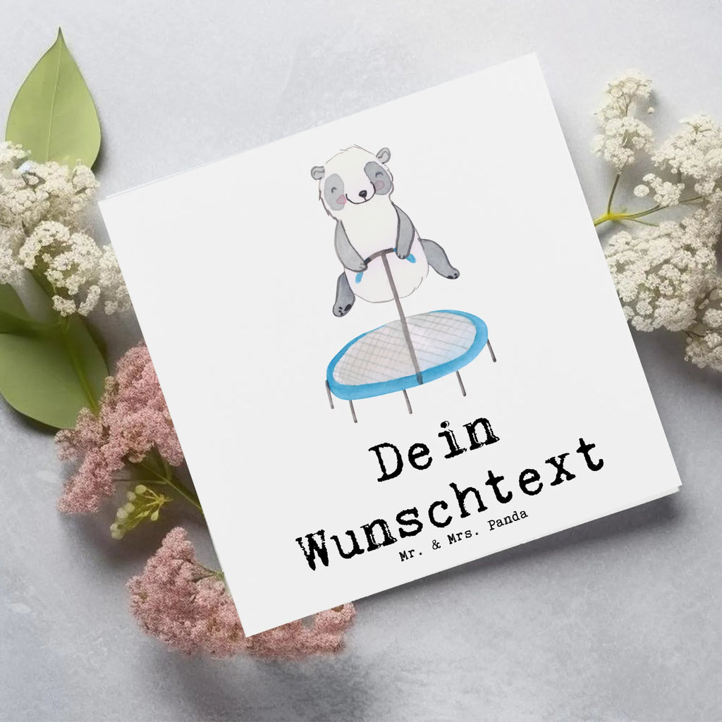 Personalisierte Deluxe Karte Panda Trampolin springen Personalisierte Grußkarte, Personalisiertere Klappkarte, Personalisierte Einladungskarte, Personalisierte Glückwunschkarte, Personalisierte Hochzeitskarte, Personalisierte Geburtstagskarte, Grußkarte mit Namen, Grußkarte selber drucken, Grußkarte selbst gestalten, Grußkarte mit persönlichen Nachrichten, Grußkarte als Geldgeschenk, Grußkarten personalisiert, Personalisierte Karte, Geschenk, Sport, Sportart, Hobby, Schenken, Danke, Dankeschön, Auszeichnung, Gewinn, Sportler, Trampolin springen, Trampolin Springen, Trampolin Turnen, Fitnessstudio