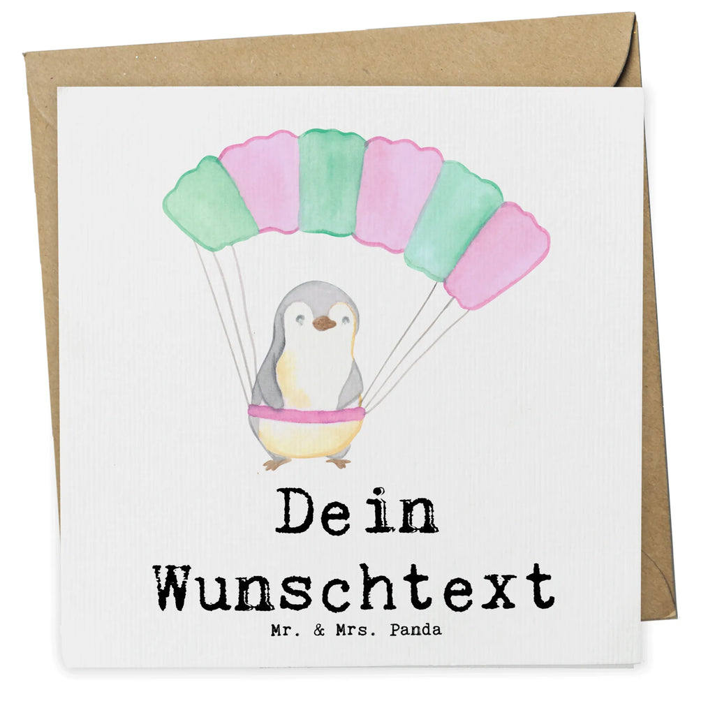 Personalisierte Deluxe Karte Pinguin Fallschirm springen Personalisierte Grußkarte, Personalisiertere Klappkarte, Personalisierte Einladungskarte, Personalisierte Glückwunschkarte, Personalisierte Hochzeitskarte, Personalisierte Geburtstagskarte, Grußkarte mit Namen, Grußkarte selber drucken, Grußkarte selbst gestalten, Grußkarte mit persönlichen Nachrichten, Grußkarte als Geldgeschenk, Grußkarten personalisiert, Personalisierte Karte, Geschenk, Sport, Sportart, Hobby, Schenken, Danke, Dankeschön, Auszeichnung, Gewinn, Sportler, Fallschirmspringen, Skydive, Fallschirmsprung