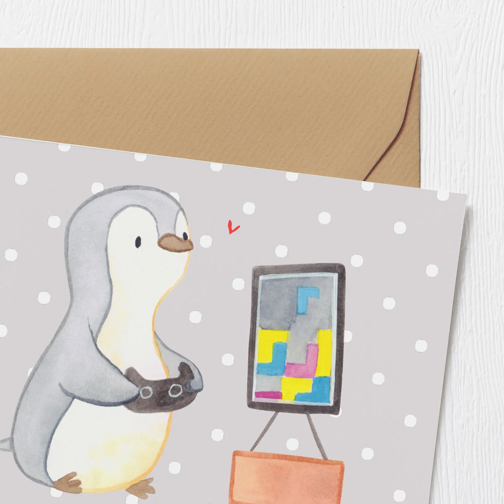 Personalisierte Deluxe Karte Pinguin Zocken Personalisierte Grußkarte, Personalisiertere Klappkarte, Personalisierte Einladungskarte, Personalisierte Glückwunschkarte, Personalisierte Hochzeitskarte, Personalisierte Geburtstagskarte, Grußkarte mit Namen, Grußkarte selber drucken, Grußkarte selbst gestalten, Grußkarte mit persönlichen Nachrichten, Grußkarte als Geldgeschenk, Grußkarten personalisiert, Personalisierte Karte, Geschenk, Sport, Sportart, Hobby, Schenken, Danke, Dankeschön, Auszeichnung, Gewinn, Sportler, Zocken, Gaming, Videospiele, Videogames