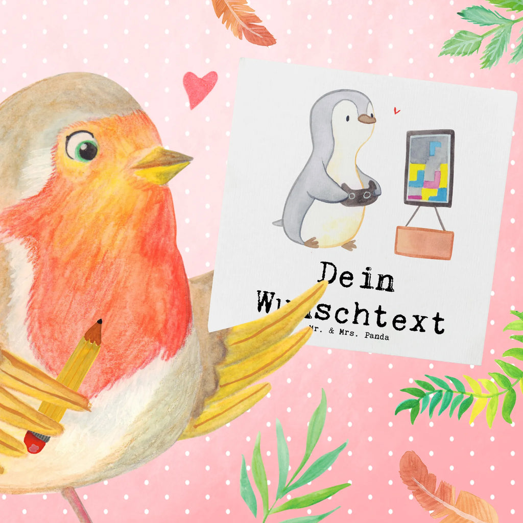 Personalisierte Deluxe Karte Pinguin Zocken Personalisierte Grußkarte, Personalisiertere Klappkarte, Personalisierte Einladungskarte, Personalisierte Glückwunschkarte, Personalisierte Hochzeitskarte, Personalisierte Geburtstagskarte, Grußkarte mit Namen, Grußkarte selber drucken, Grußkarte selbst gestalten, Grußkarte mit persönlichen Nachrichten, Grußkarte als Geldgeschenk, Grußkarten personalisiert, Personalisierte Karte, Geschenk, Sport, Sportart, Hobby, Schenken, Danke, Dankeschön, Auszeichnung, Gewinn, Sportler, Zocken, Gaming, Videospiele, Videogames