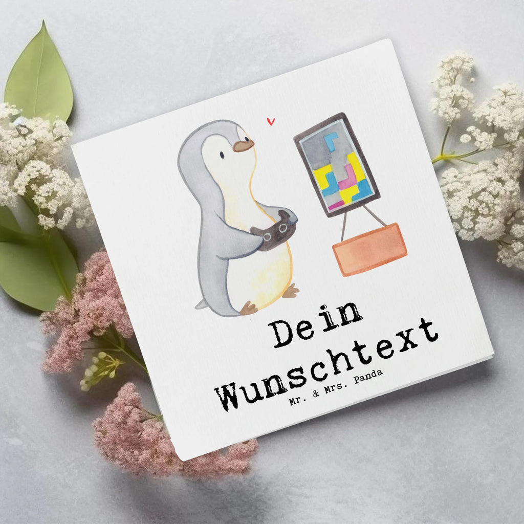 Personalisierte Deluxe Karte Pinguin Zocken Personalisierte Grußkarte, Personalisiertere Klappkarte, Personalisierte Einladungskarte, Personalisierte Glückwunschkarte, Personalisierte Hochzeitskarte, Personalisierte Geburtstagskarte, Grußkarte mit Namen, Grußkarte selber drucken, Grußkarte selbst gestalten, Grußkarte mit persönlichen Nachrichten, Grußkarte als Geldgeschenk, Grußkarten personalisiert, Personalisierte Karte, Geschenk, Sport, Sportart, Hobby, Schenken, Danke, Dankeschön, Auszeichnung, Gewinn, Sportler, Zocken, Gaming, Videospiele, Videogames