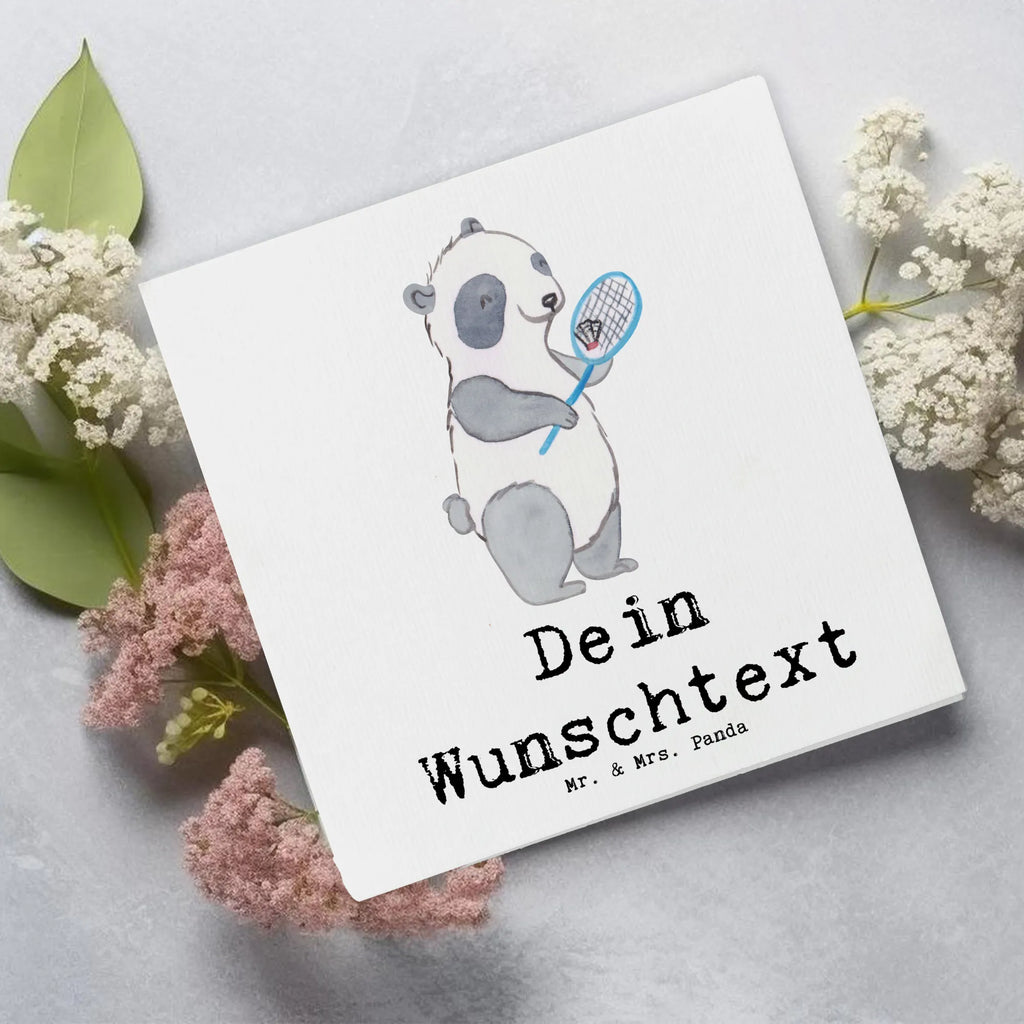 Personalisierte Deluxe Karte Panda Badminton Personalisierte Grußkarte, Personalisiertere Klappkarte, Personalisierte Einladungskarte, Personalisierte Glückwunschkarte, Personalisierte Hochzeitskarte, Personalisierte Geburtstagskarte, Grußkarte mit Namen, Grußkarte selber drucken, Grußkarte selbst gestalten, Grußkarte mit persönlichen Nachrichten, Grußkarte als Geldgeschenk, Grußkarten personalisiert, Personalisierte Karte, Geschenk, Sport, Sportart, Hobby, Schenken, Danke, Dankeschön, Auszeichnung, Gewinn, Sportler, Badminton, Badminton spielen