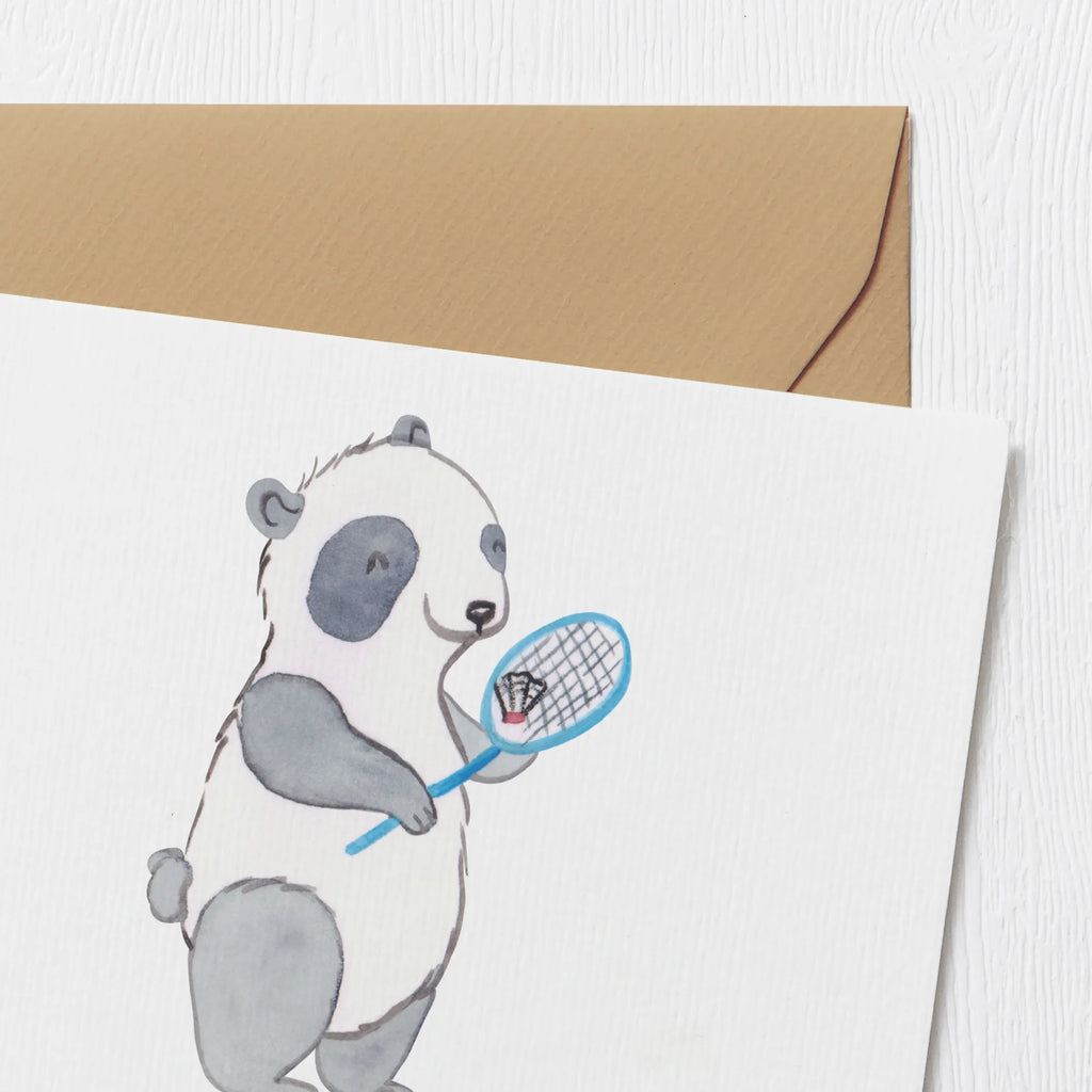 Personalisierte Deluxe Karte Panda Badminton Personalisierte Grußkarte, Personalisiertere Klappkarte, Personalisierte Einladungskarte, Personalisierte Glückwunschkarte, Personalisierte Hochzeitskarte, Personalisierte Geburtstagskarte, Grußkarte mit Namen, Grußkarte selber drucken, Grußkarte selbst gestalten, Grußkarte mit persönlichen Nachrichten, Grußkarte als Geldgeschenk, Grußkarten personalisiert, Personalisierte Karte, Geschenk, Sport, Sportart, Hobby, Schenken, Danke, Dankeschön, Auszeichnung, Gewinn, Sportler, Badminton, Badminton spielen