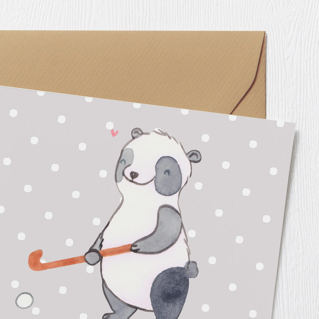 Personalisierte Deluxe Karte Panda Hockey spielen Personalisierte Grußkarte, Personalisiertere Klappkarte, Personalisierte Einladungskarte, Personalisierte Glückwunschkarte, Personalisierte Hochzeitskarte, Personalisierte Geburtstagskarte, Grußkarte mit Namen, Grußkarte selber drucken, Grußkarte selbst gestalten, Grußkarte mit persönlichen Nachrichten, Grußkarte als Geldgeschenk, Grußkarten personalisiert, Personalisierte Karte, Geschenk, Sport, Sportart, Hobby, Schenken, Danke, Dankeschön, Auszeichnung, Gewinn, Sportler, Hockey spielen, Feldhockey, Hockeyschläger, Hockey Verein