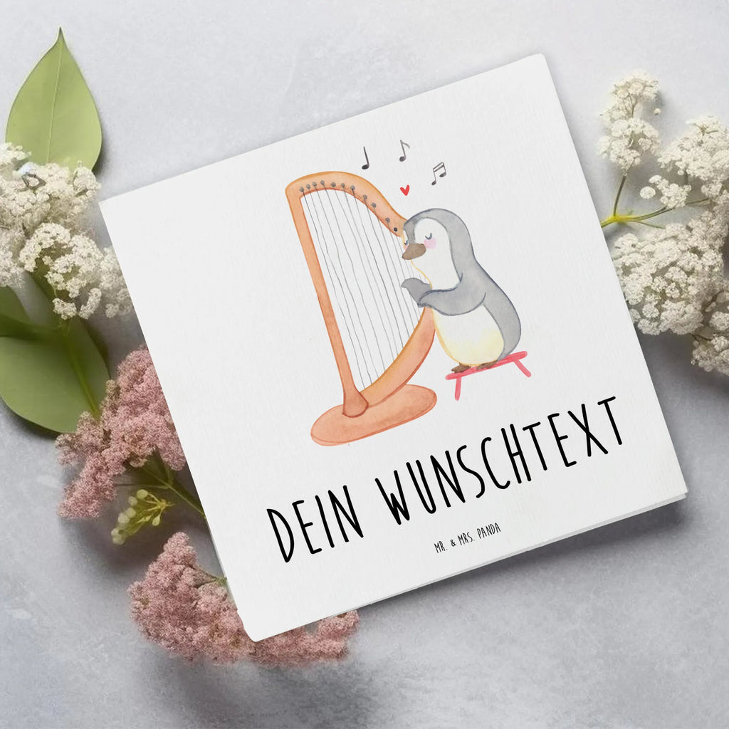 Personalisierte Deluxe Karte Pinguin Harfe Personalisierte Grußkarte, Personalisiertere Klappkarte, Personalisierte Einladungskarte, Personalisierte Glückwunschkarte, Personalisierte Hochzeitskarte, Personalisierte Geburtstagskarte, Grußkarte mit Namen, Grußkarte selber drucken, Grußkarte selbst gestalten, Grußkarte mit persönlichen Nachrichten, Grußkarte als Geldgeschenk, Grußkarten personalisiert, Personalisierte Karte, Instrumente, Geschenke Musiker, Musikliebhaber, Pinguin, Harfe, Konzertharfe, Hochzeit, Zupfinstrument, Saiteninstrument, Klassik