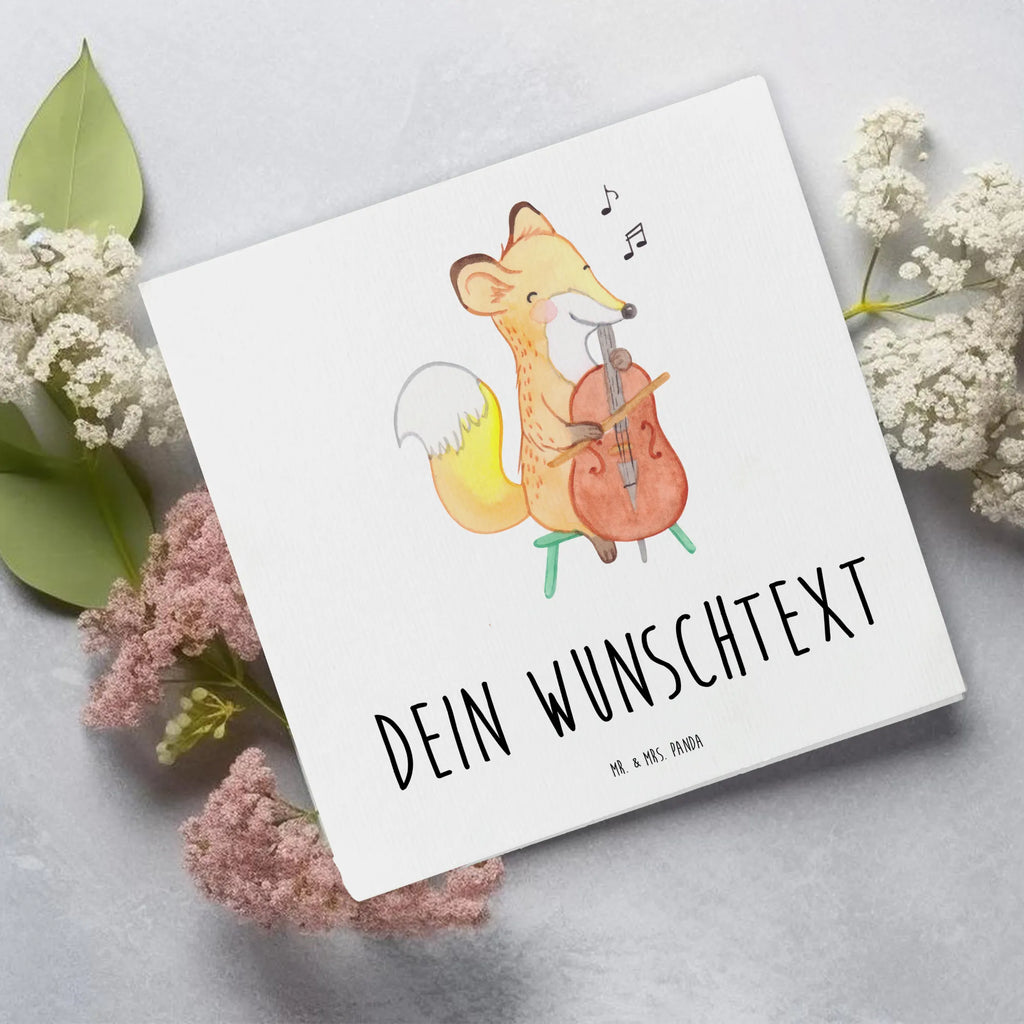 Personalisierte Deluxe Karte Fuchs Violoncello Personalisierte Grußkarte, Personalisiertere Klappkarte, Personalisierte Einladungskarte, Personalisierte Glückwunschkarte, Personalisierte Hochzeitskarte, Personalisierte Geburtstagskarte, Grußkarte mit Namen, Grußkarte selber drucken, Grußkarte selbst gestalten, Grußkarte mit persönlichen Nachrichten, Grußkarte als Geldgeschenk, Grußkarten personalisiert, Personalisierte Karte, Instrumente, Geschenke Musiker, Musikliebhaber, Fuchs, Violoncello, Cello, Streicher, Orchester, Ensemble, Bogen, Klassik, Barock