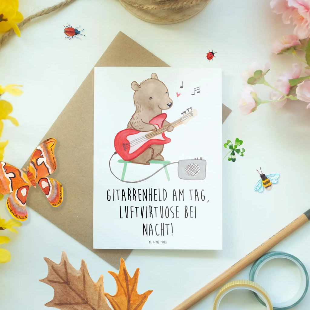 Grußkarte Gitarrenheld Grußkarte, Klappkarte, Einladungskarte, Glückwunschkarte, Hochzeitskarte, Geburtstagskarte, Karte, Ansichtskarten, Instrumente, Geschenke Musiker, Musikliebhaber