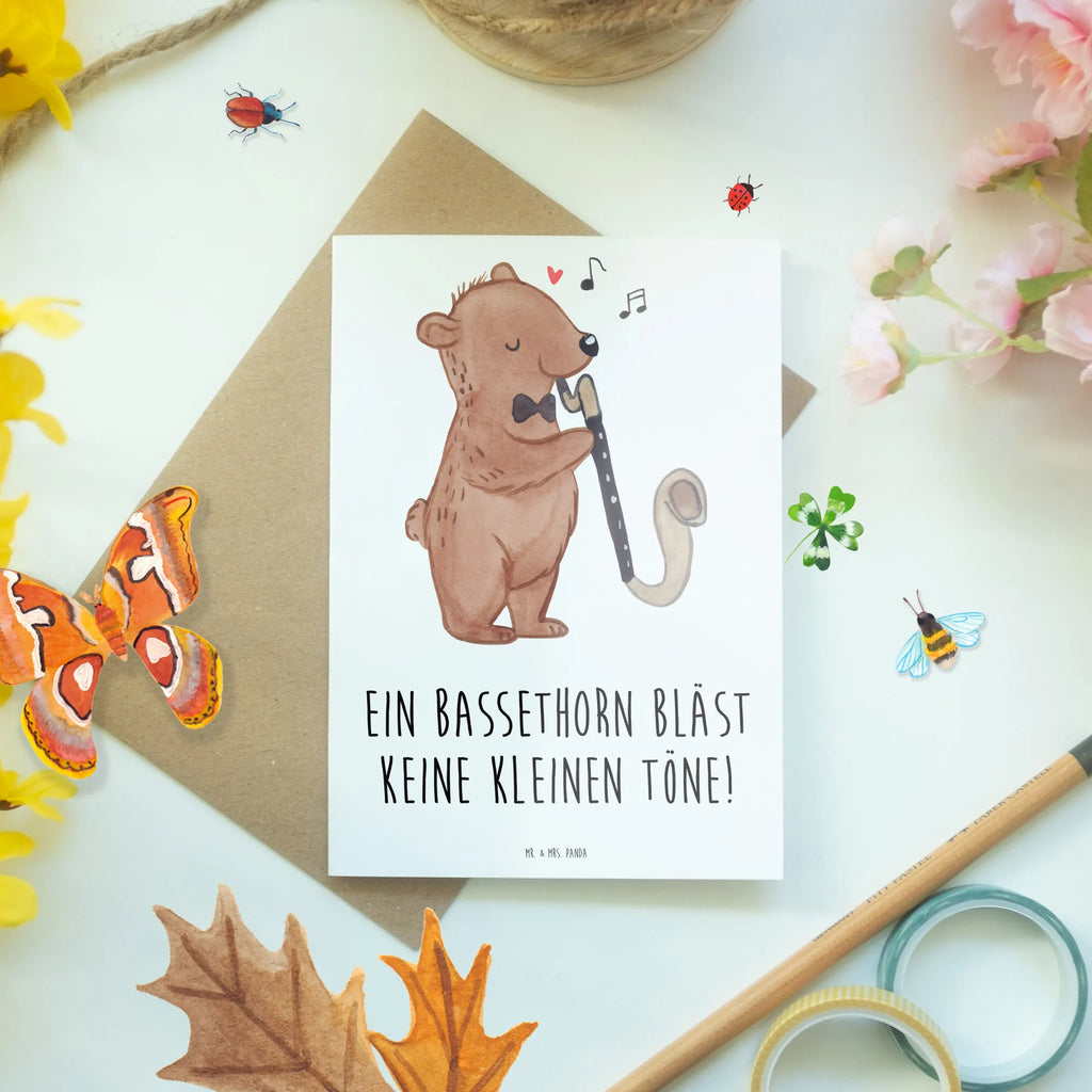 Grußkarte Ein Bassethorn bläst keine kleinen Töne! Grußkarte, Klappkarte, Einladungskarte, Glückwunschkarte, Hochzeitskarte, Geburtstagskarte, Karte, Ansichtskarten, Instrumente, Geschenke Musiker, Musikliebhaber