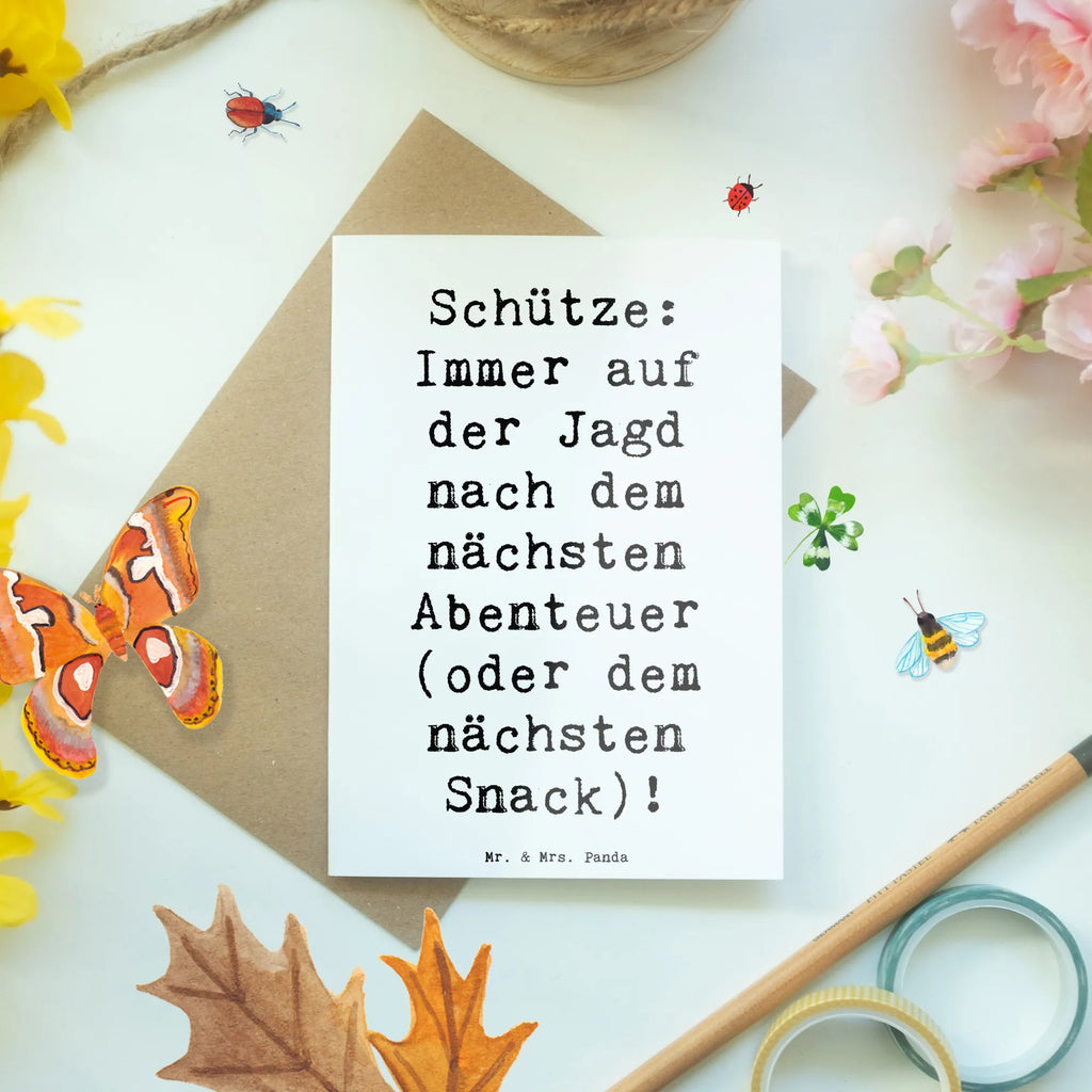 Grußkarte Spruch Abenteuer Schütze Grußkarte, Klappkarte, Einladungskarte, Glückwunschkarte, Hochzeitskarte, Geburtstagskarte, Karte, Ansichtskarten, Tierkreiszeichen, Sternzeichen, Horoskop, Astrologie, Aszendent