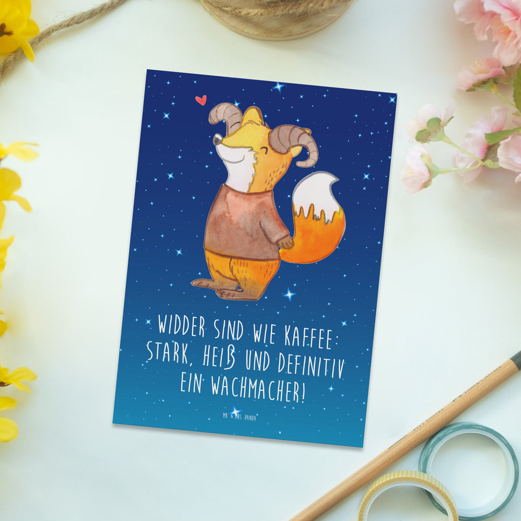 Postkarte Widder sind wie Kaffee: Stark, heiß und definitiv ein Wachmacher! Postkarte, Karte, Geschenkkarte, Grußkarte, Einladung, Ansichtskarte, Geburtstagskarte, Einladungskarte, Dankeskarte, Ansichtskarten, Einladung Geburtstag, Einladungskarten Geburtstag, Tierkreiszeichen, Sternzeichen, Horoskop, Astrologie, Aszendent